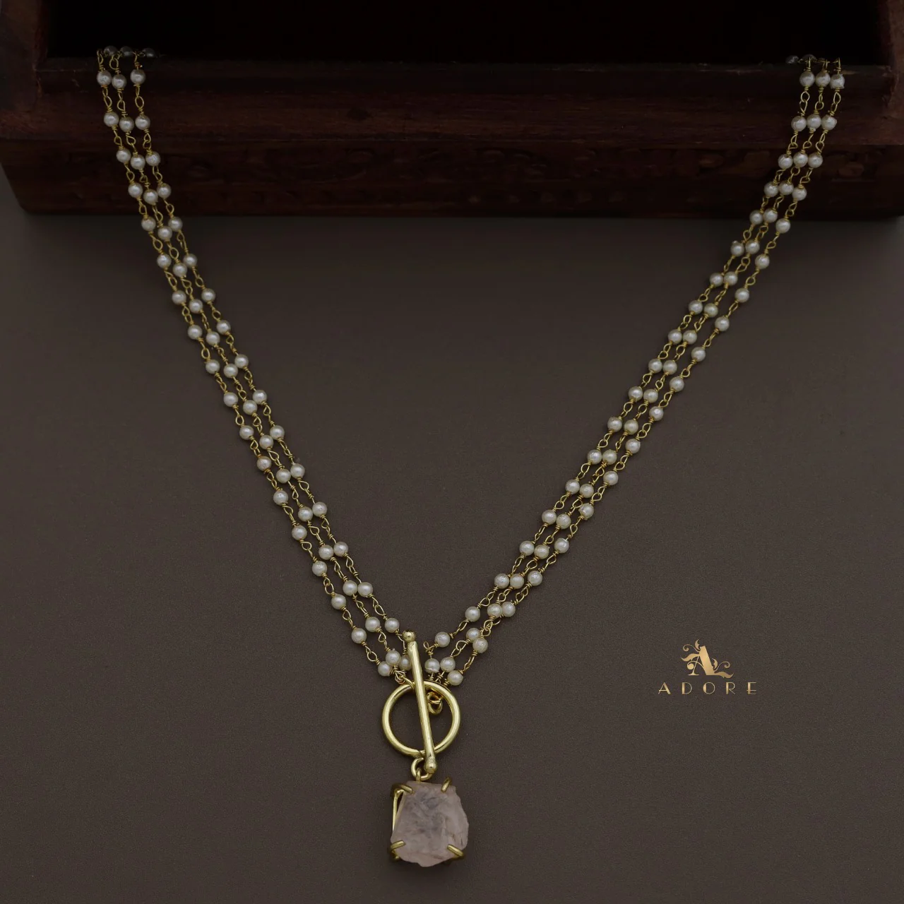 Carly Ring Raw Stone Pearl Neckpiece - Image 5