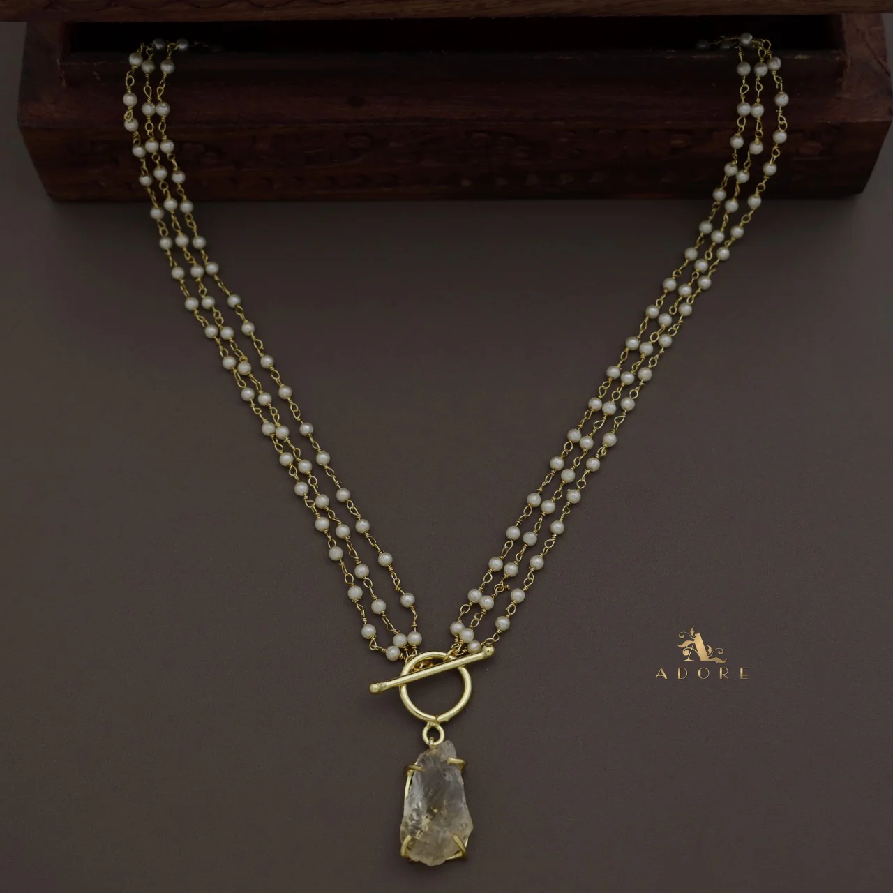 Carly Ring Raw Stone Pearl Neckpiece - Image 9
