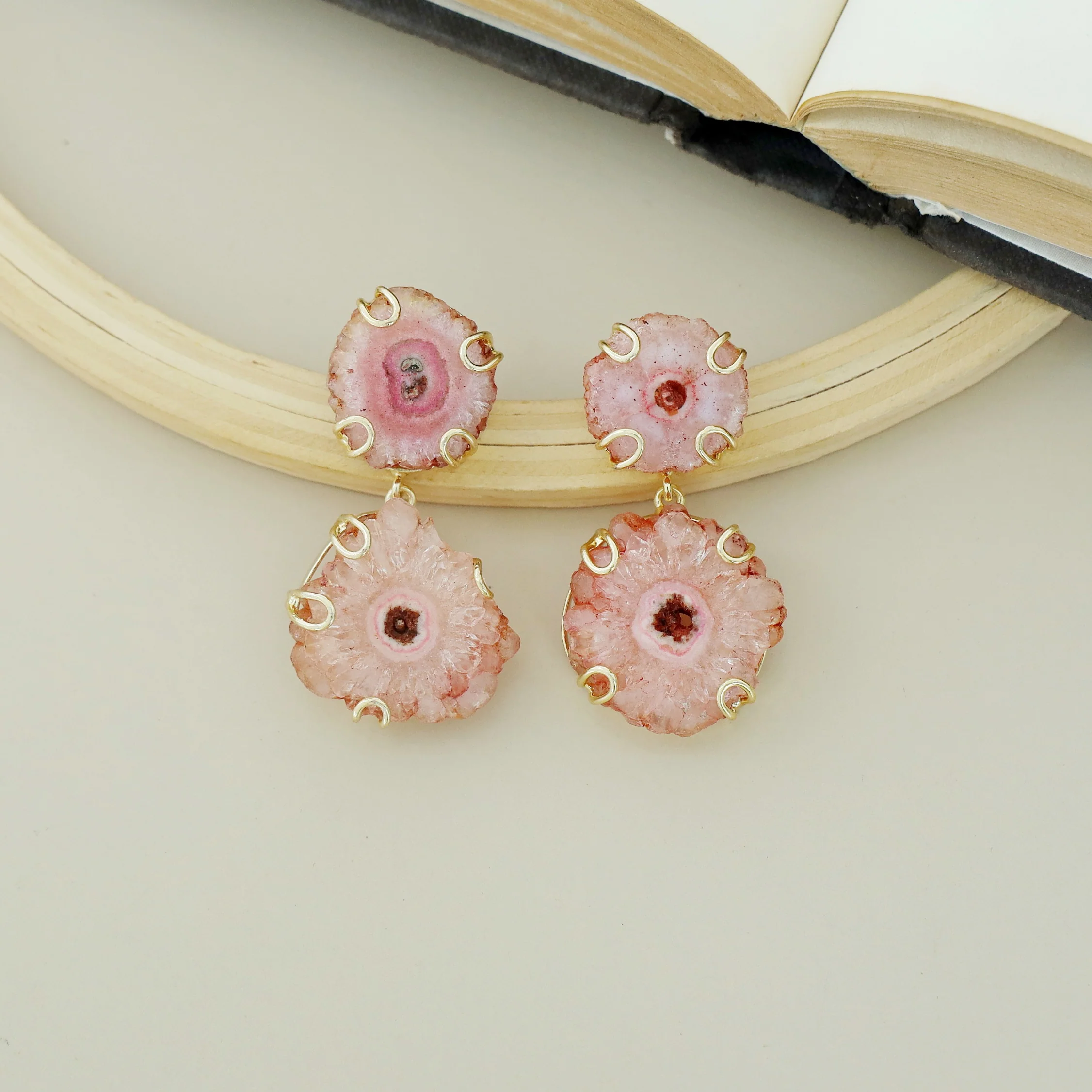 Carmilina 2 Layer Solar Agate Earring - Image 10