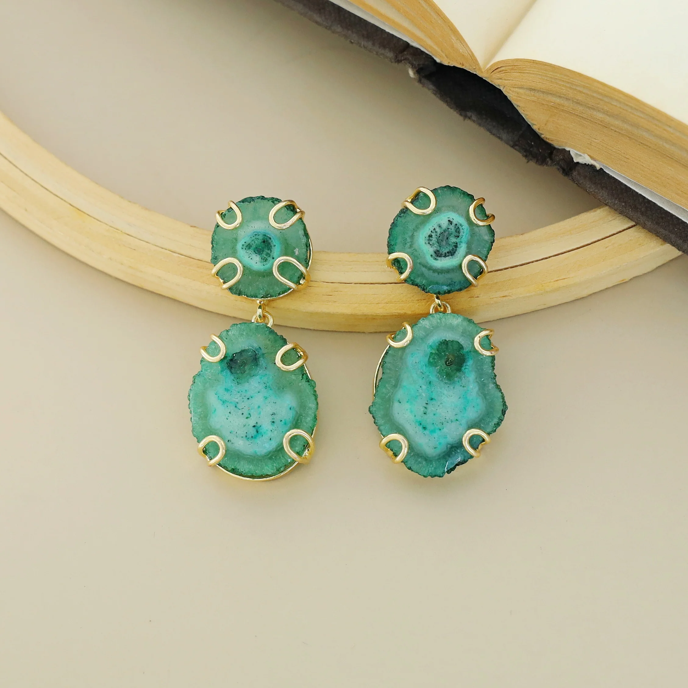 Carmilina 2 Layer Solar Agate Earring - Image 6
