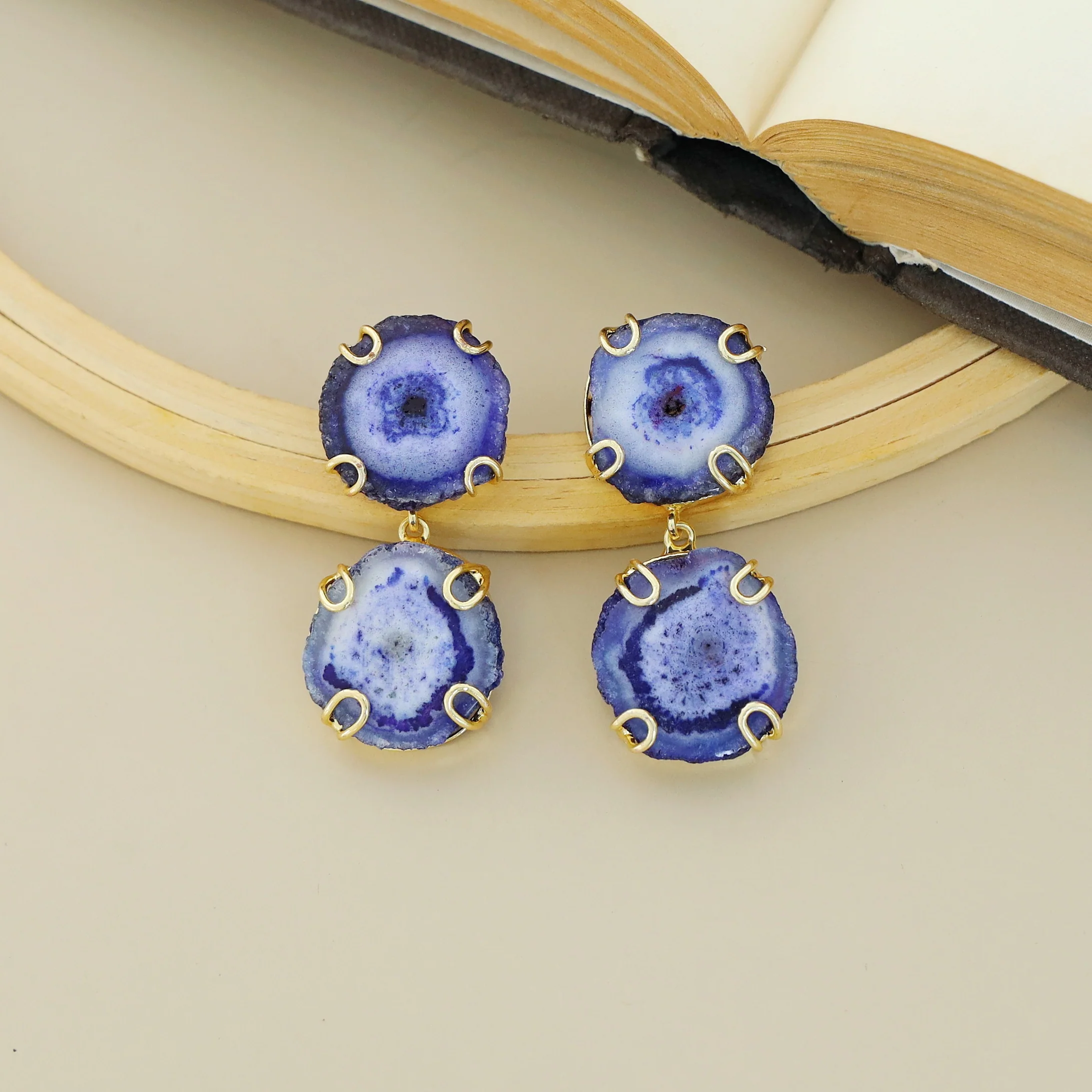 Carmilina 2 Layer Solar Agate Earring - Image 9