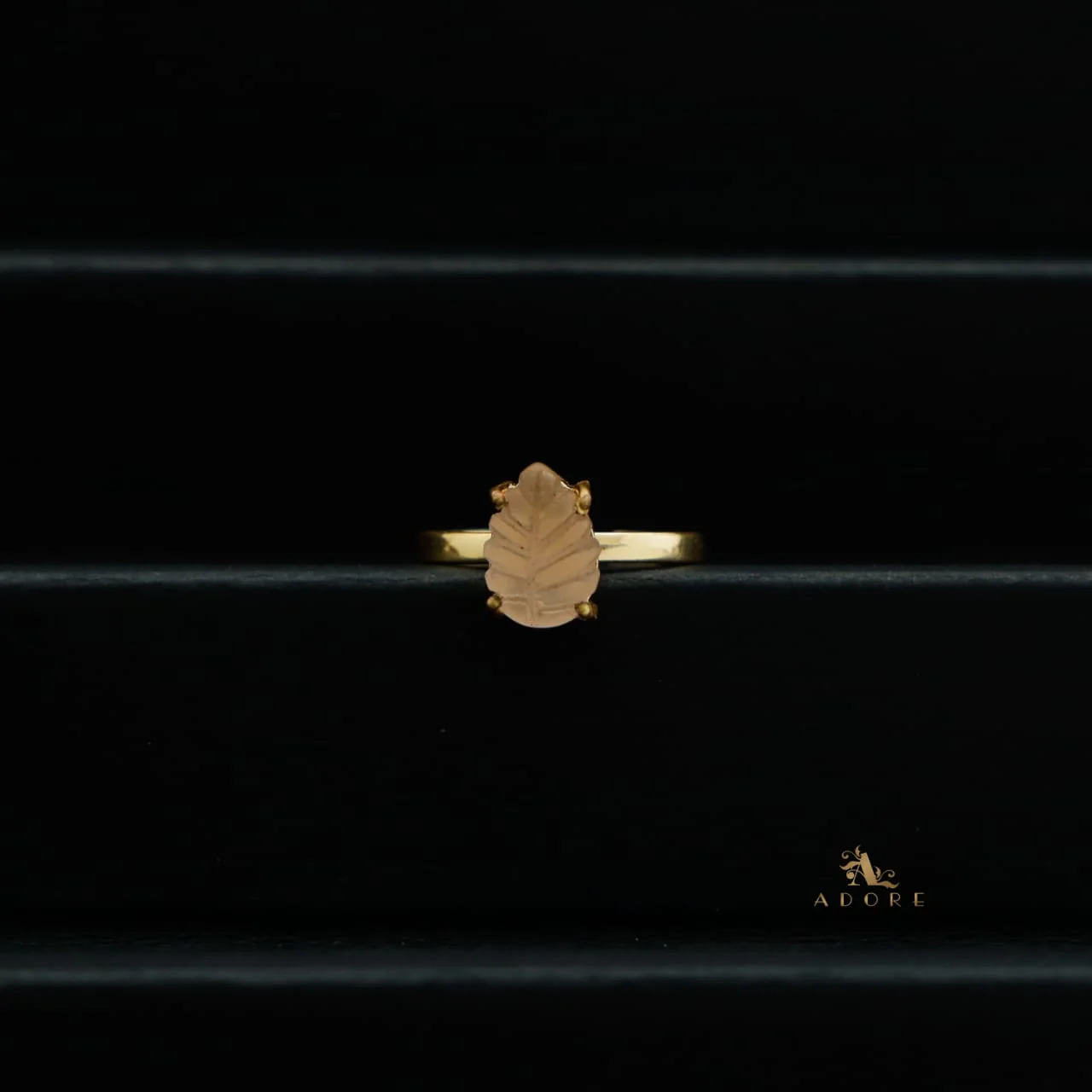 Carved Leafy Stone Ring - Image 5