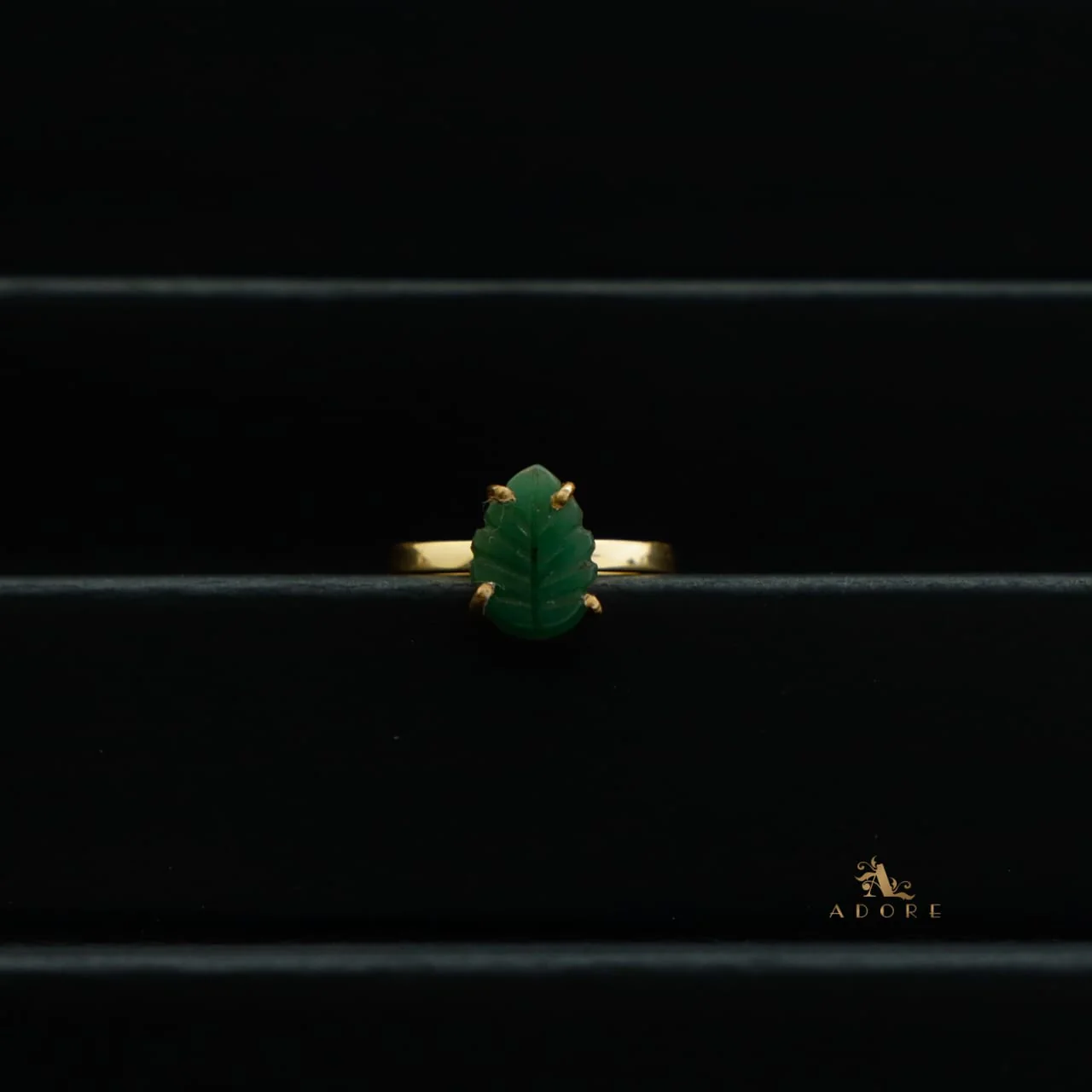 Carved Leafy Stone Ring - Image 6