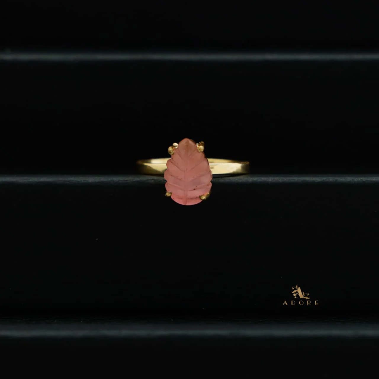 Carved Leafy Stone Ring - Image 7