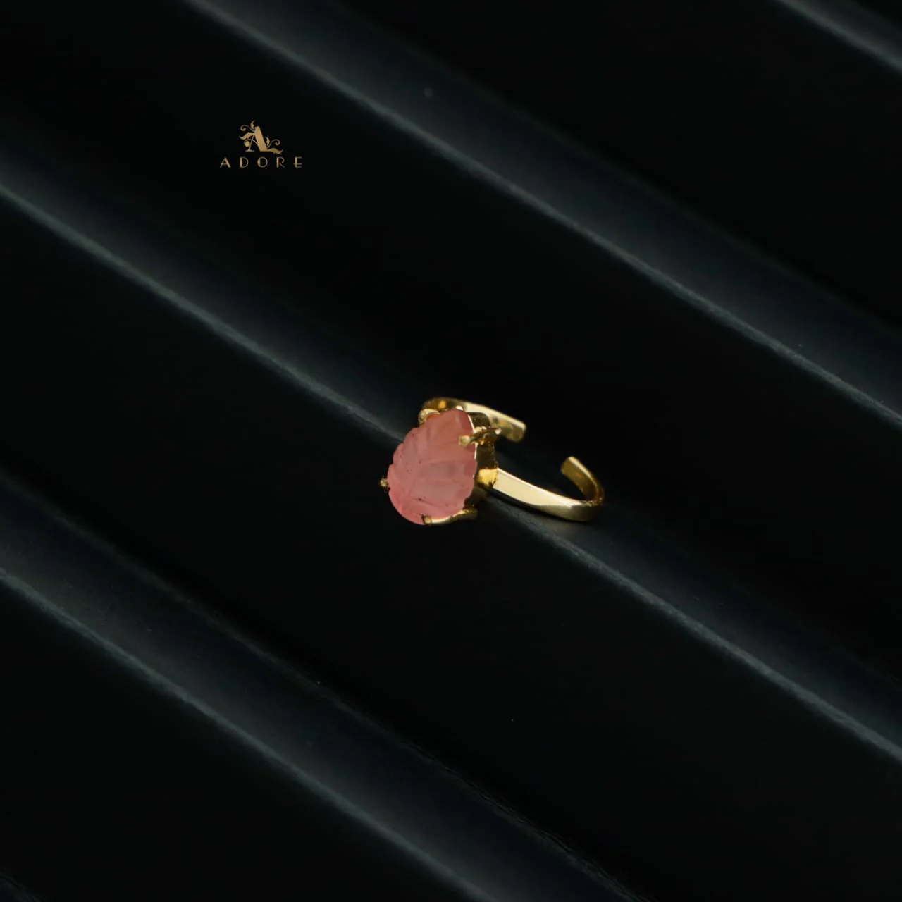 Carved Leafy Stone Ring - Image 8