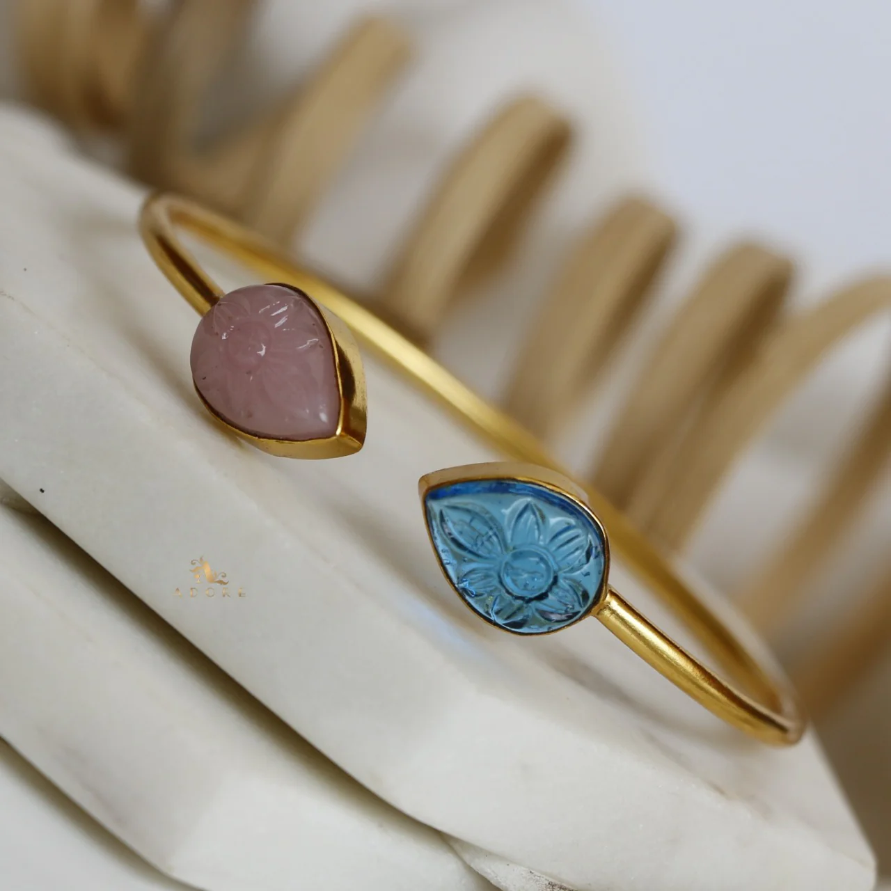 Carved Twin Flower Bracelet - Image 3