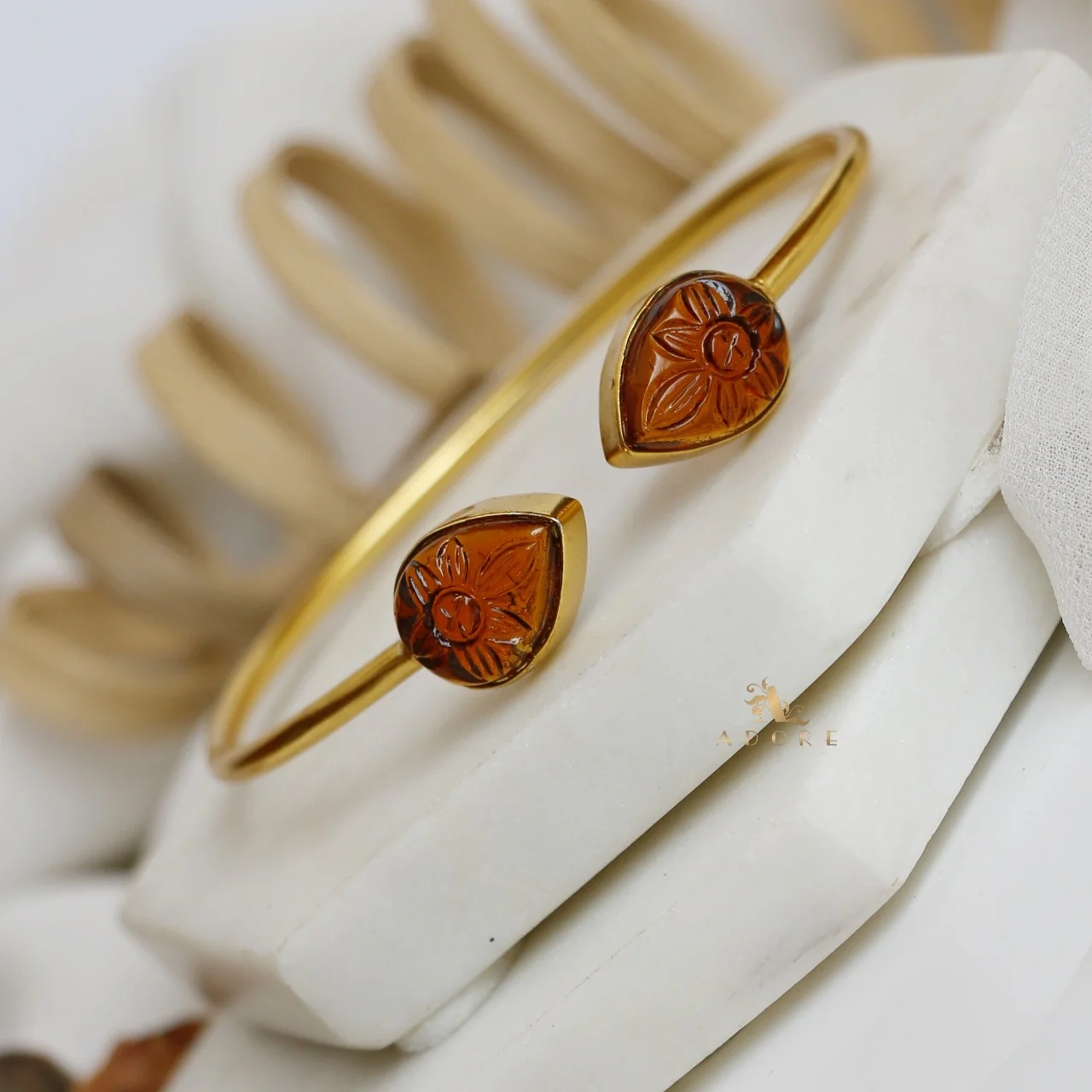 Carved Twin Flower Bracelet - Image 8
