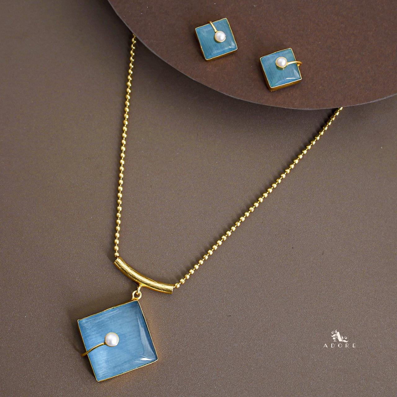 Catalina Diamond Pearl Short Neckpiece With Earring - Image 17