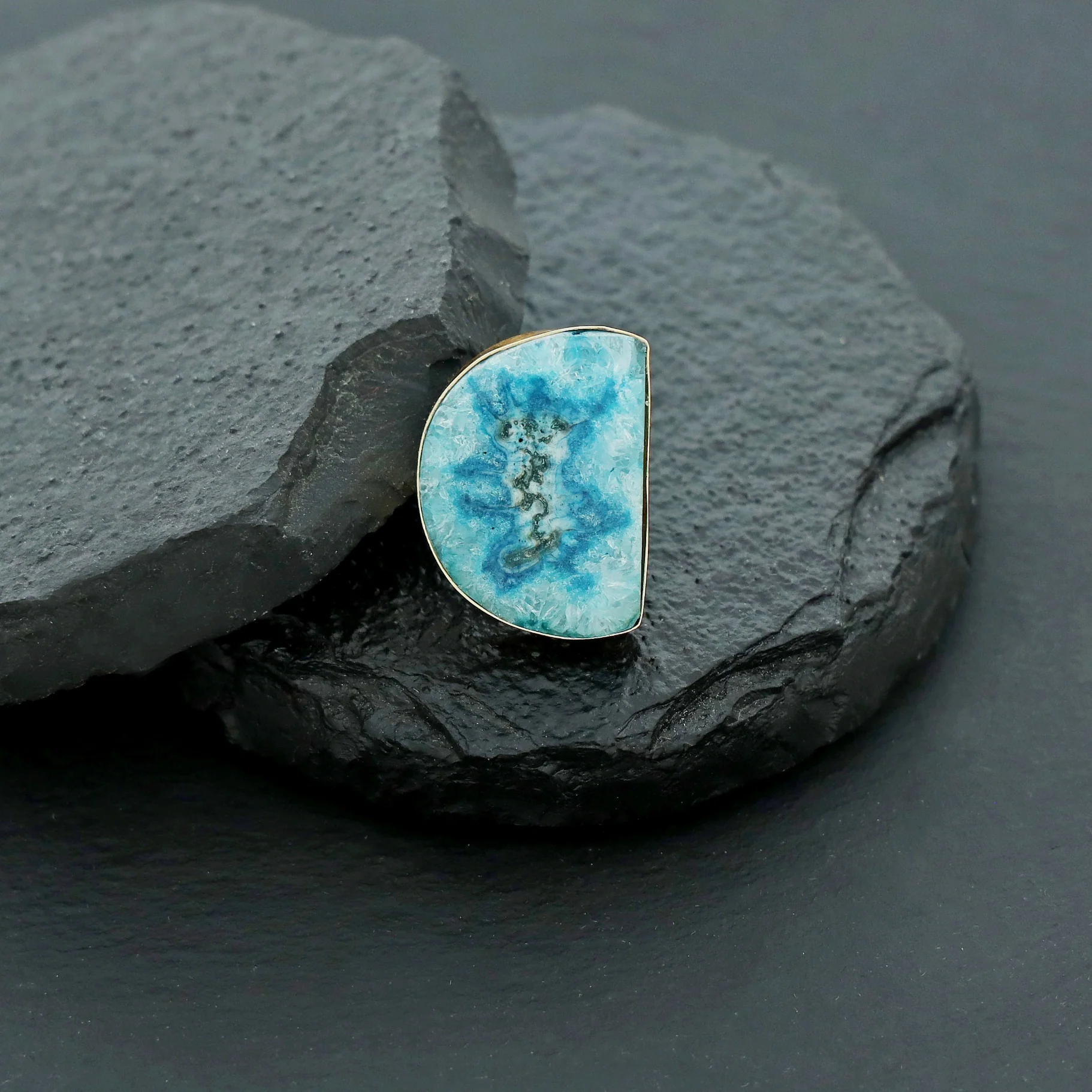 Cecilia Half Circle Agate Ring - Image 4