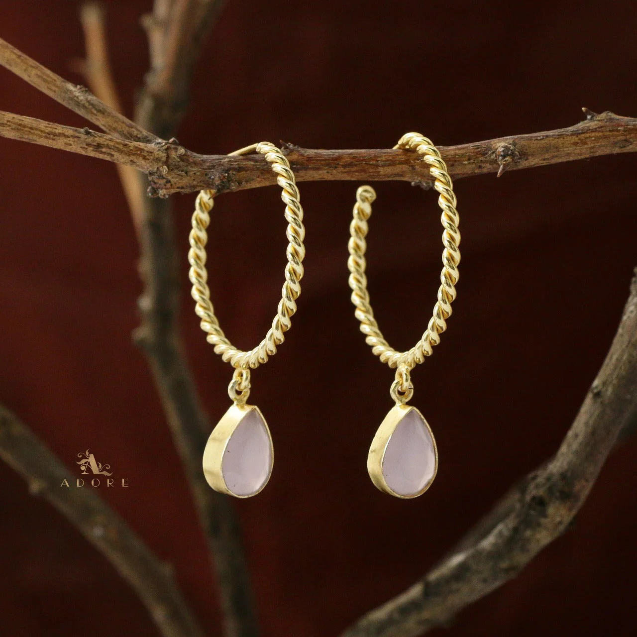 Celena Twisted Hoop Glossy Drop Earring - Image 10