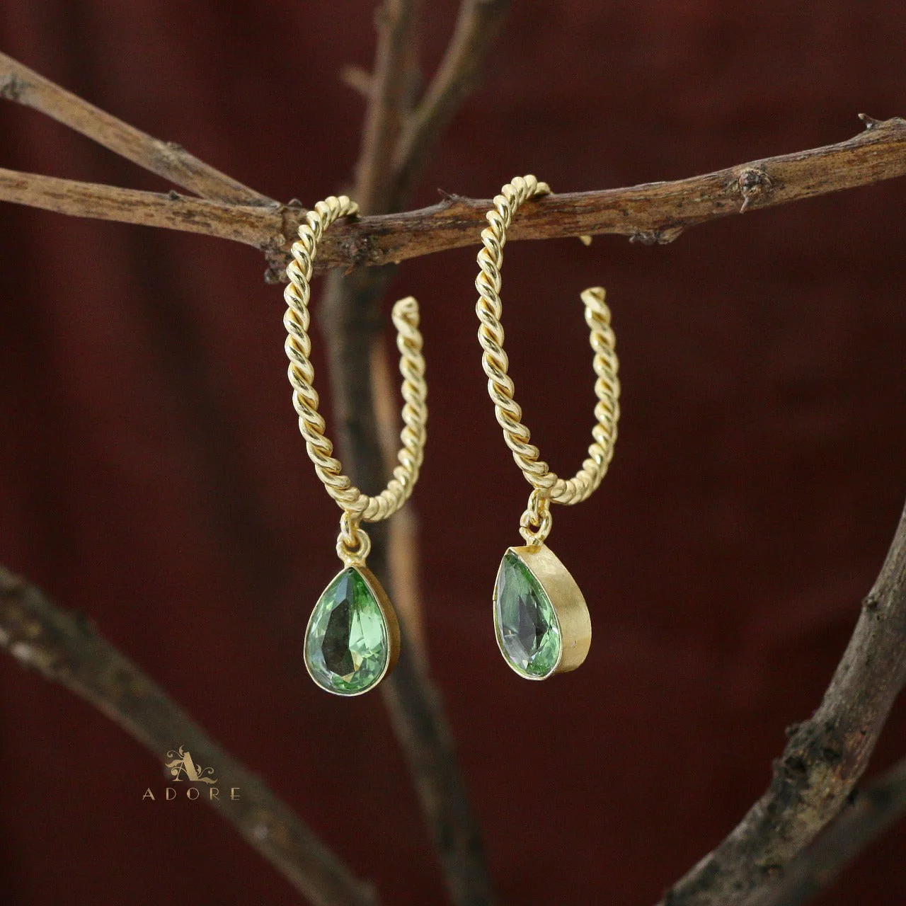 Celena Twisted Hoop Glossy Drop Earring - Image 11