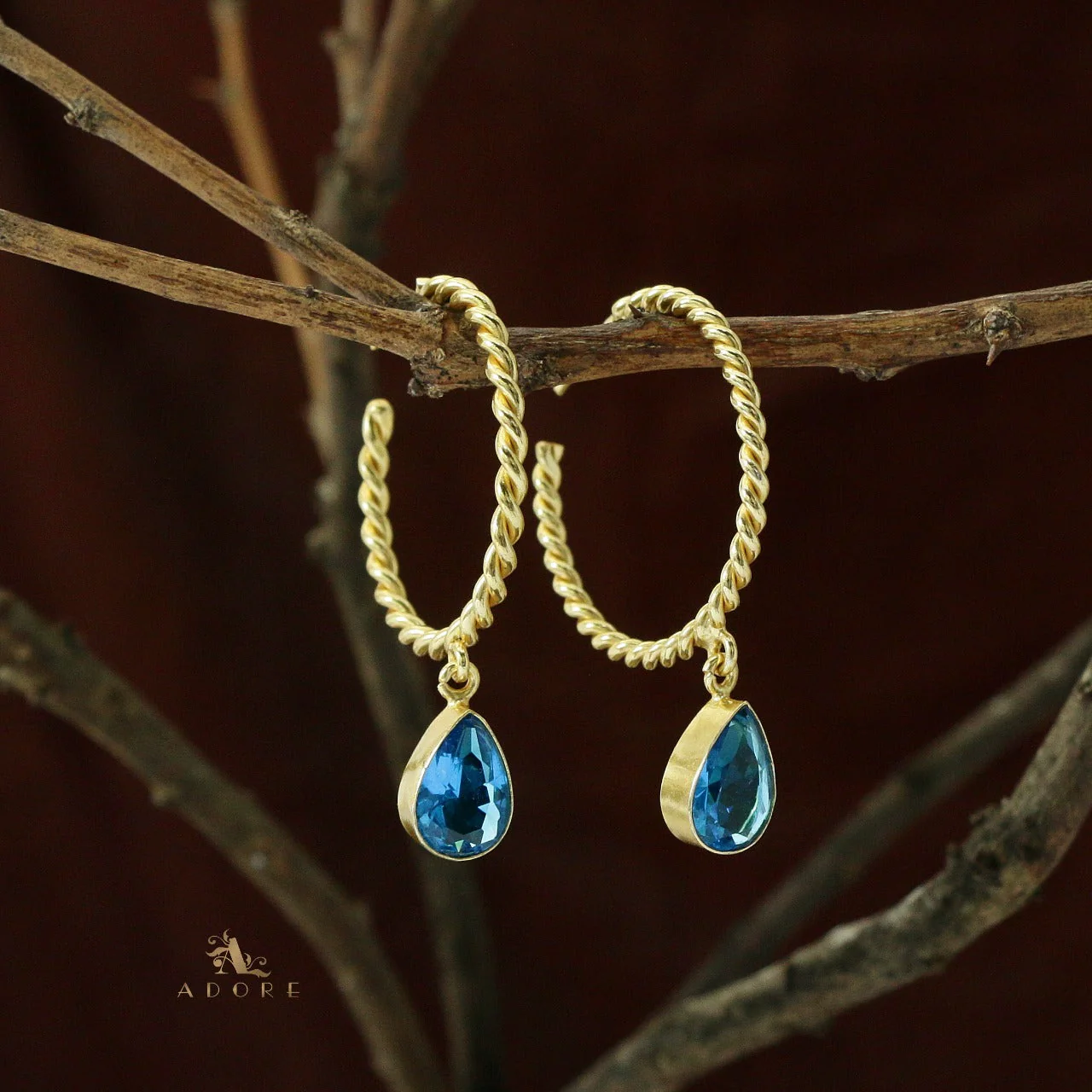 Celena Twisted Hoop Glossy Drop Earring - Image 13