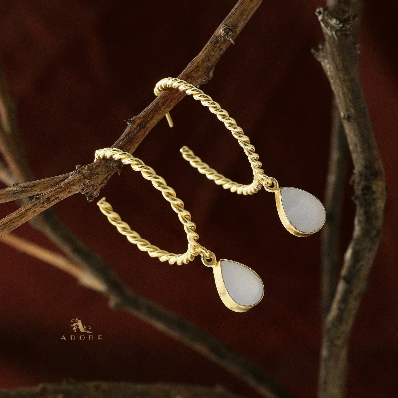 Celena Twisted Hoop Glossy Drop Earring - Image 14