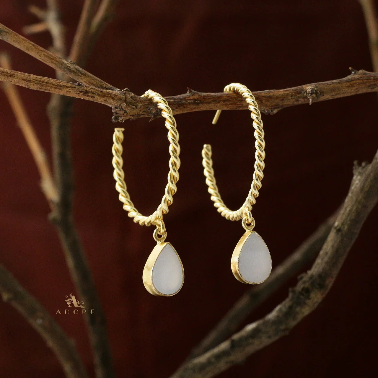 Celena Twisted Hoop Glossy Drop Earring - Image 15