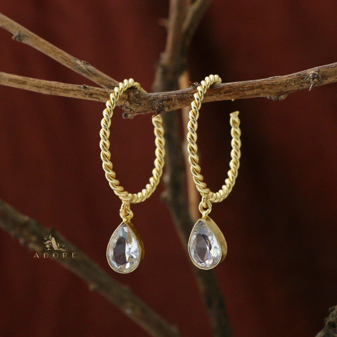 Celena Twisted Hoop Glossy Drop Earring - Image 4