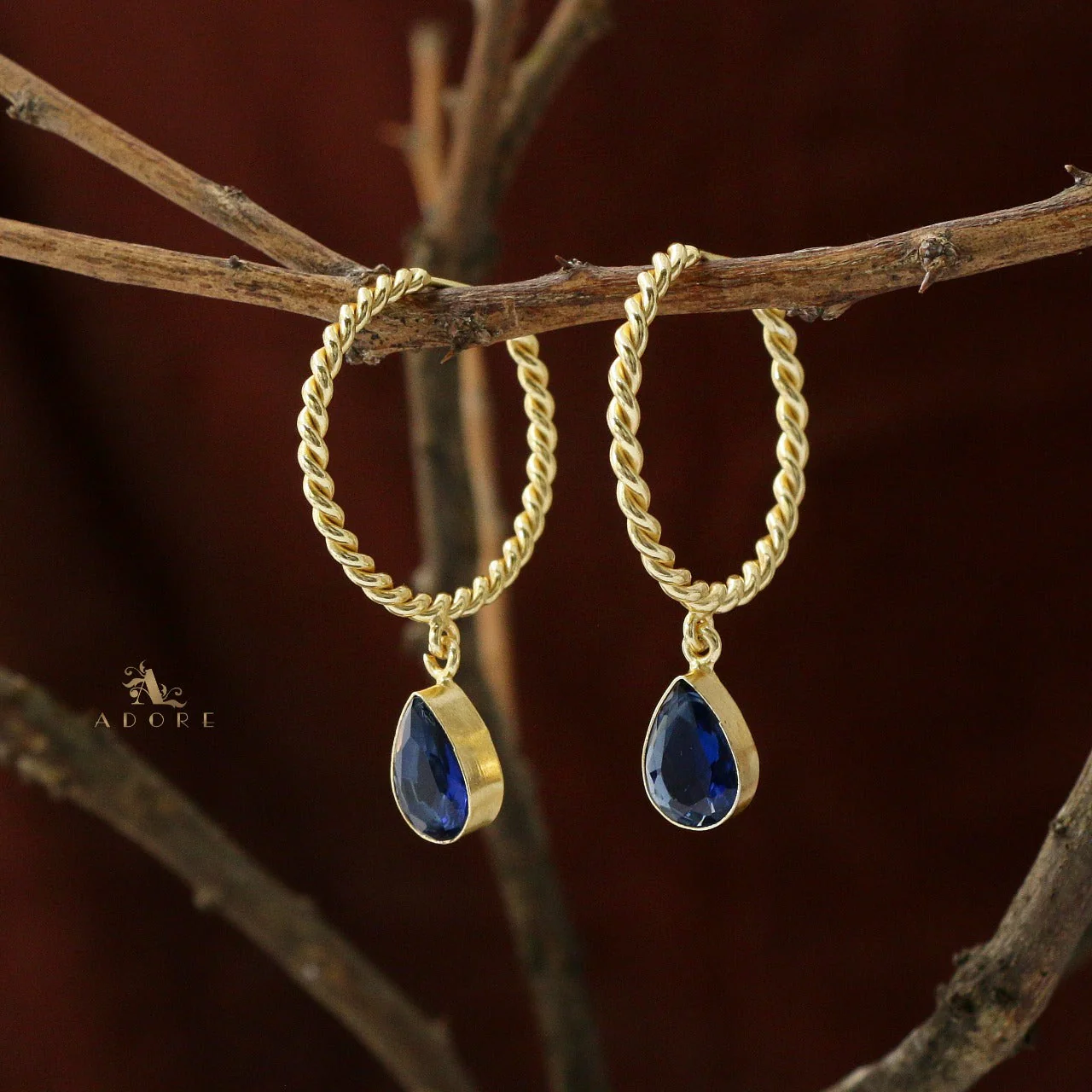 Celena Twisted Hoop Glossy Drop Earring - Image 5