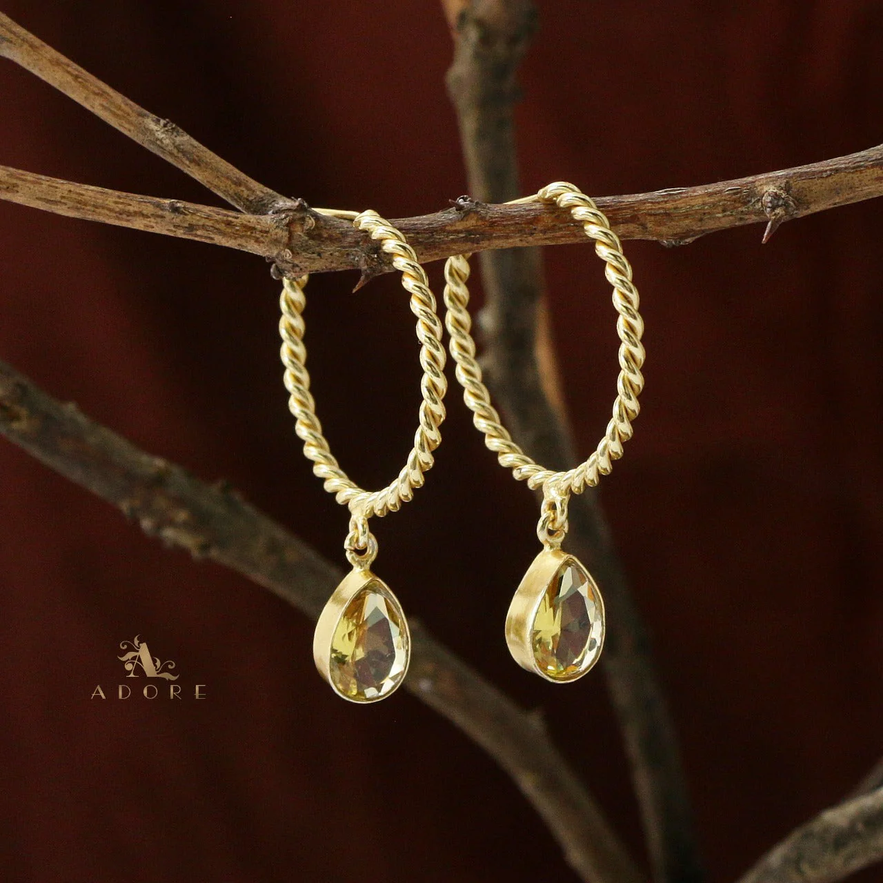Celena Twisted Hoop Glossy Drop Earring - Image 6