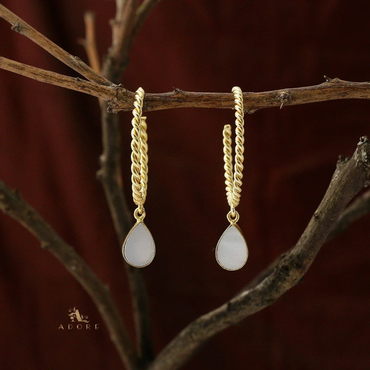 Celena Twisted Hoop Glossy Drop Earring - Image 7