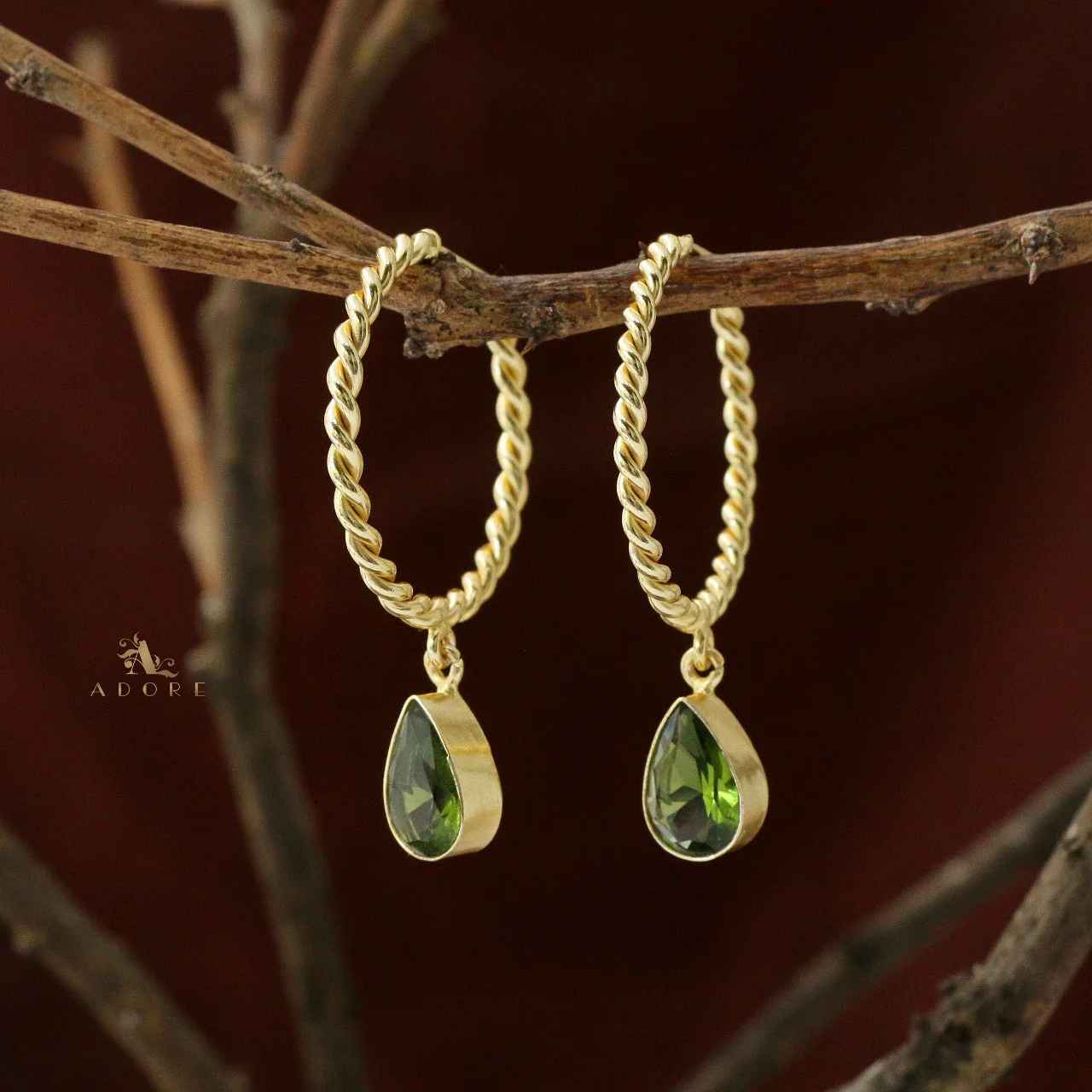 Celena Twisted Hoop Glossy Drop Earring - Image 8