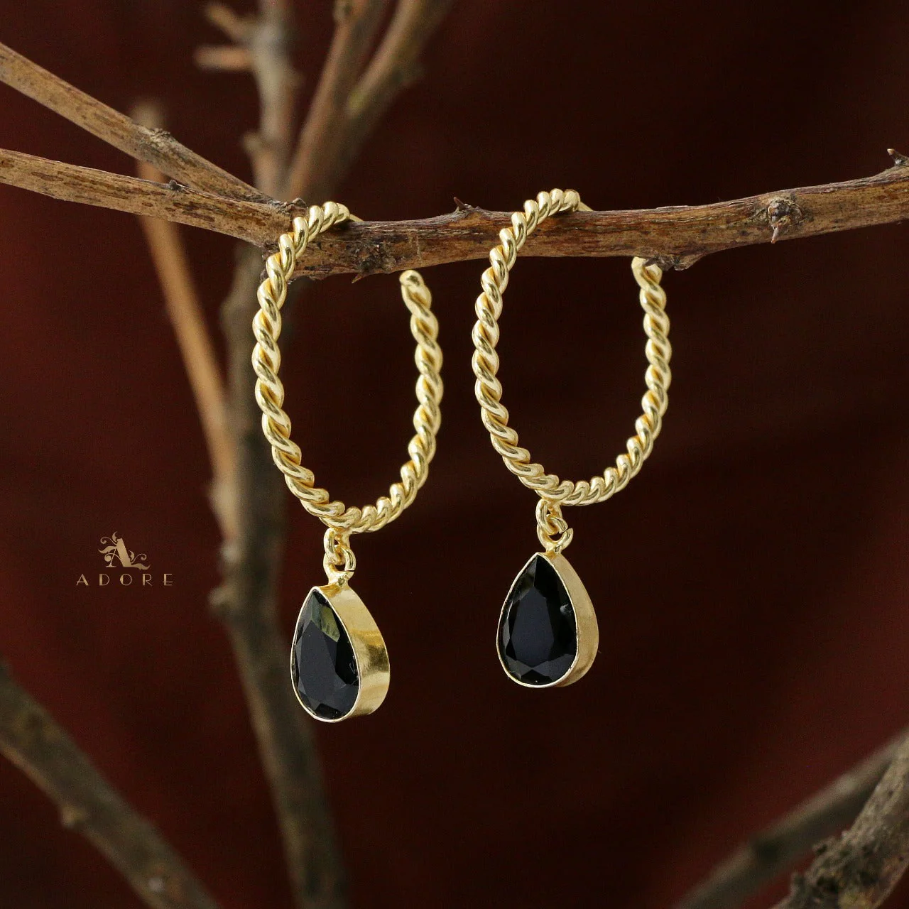 Celena Twisted Hoop Glossy Drop Earring - Image 9