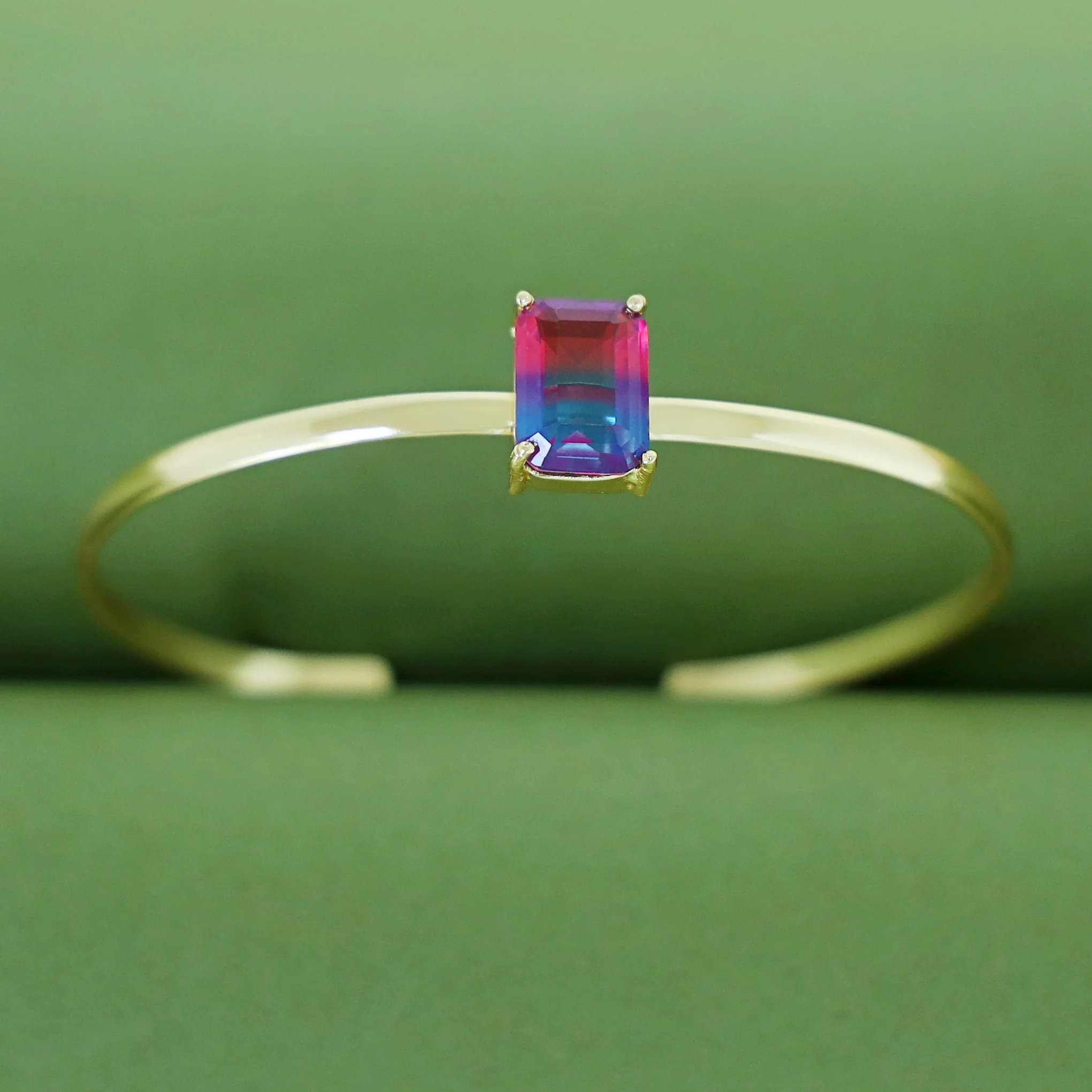 Golden Rectangle Ametrine Glossy Bangle - Image 2