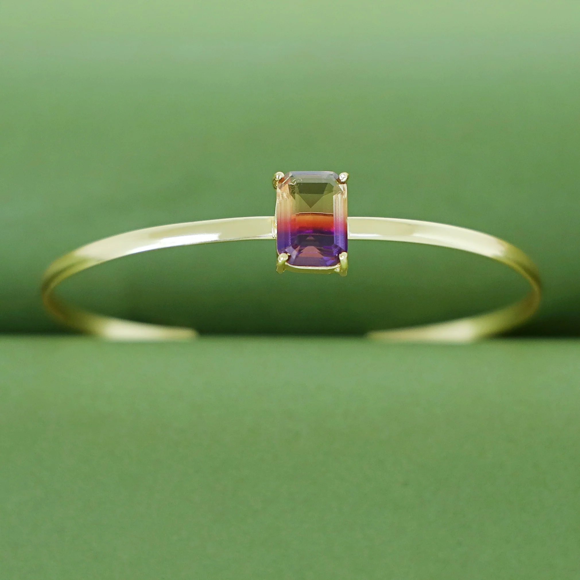 Golden Rectangle Ametrine Glossy Bangle - Image 3