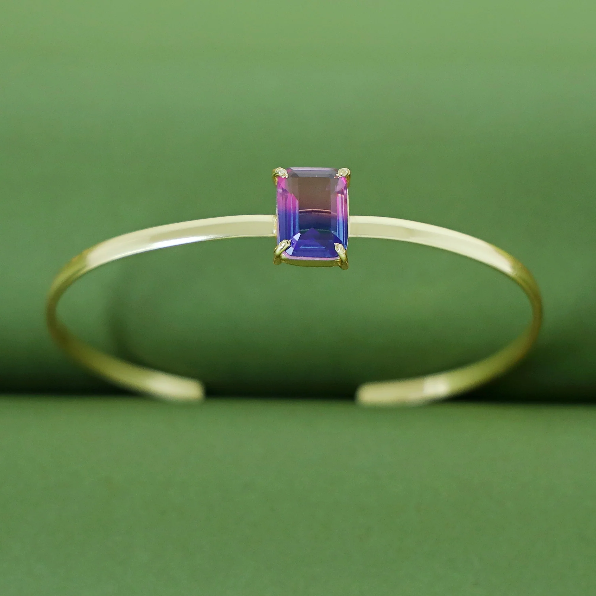 Golden Rectangle Ametrine Glossy Bangle - Image 4