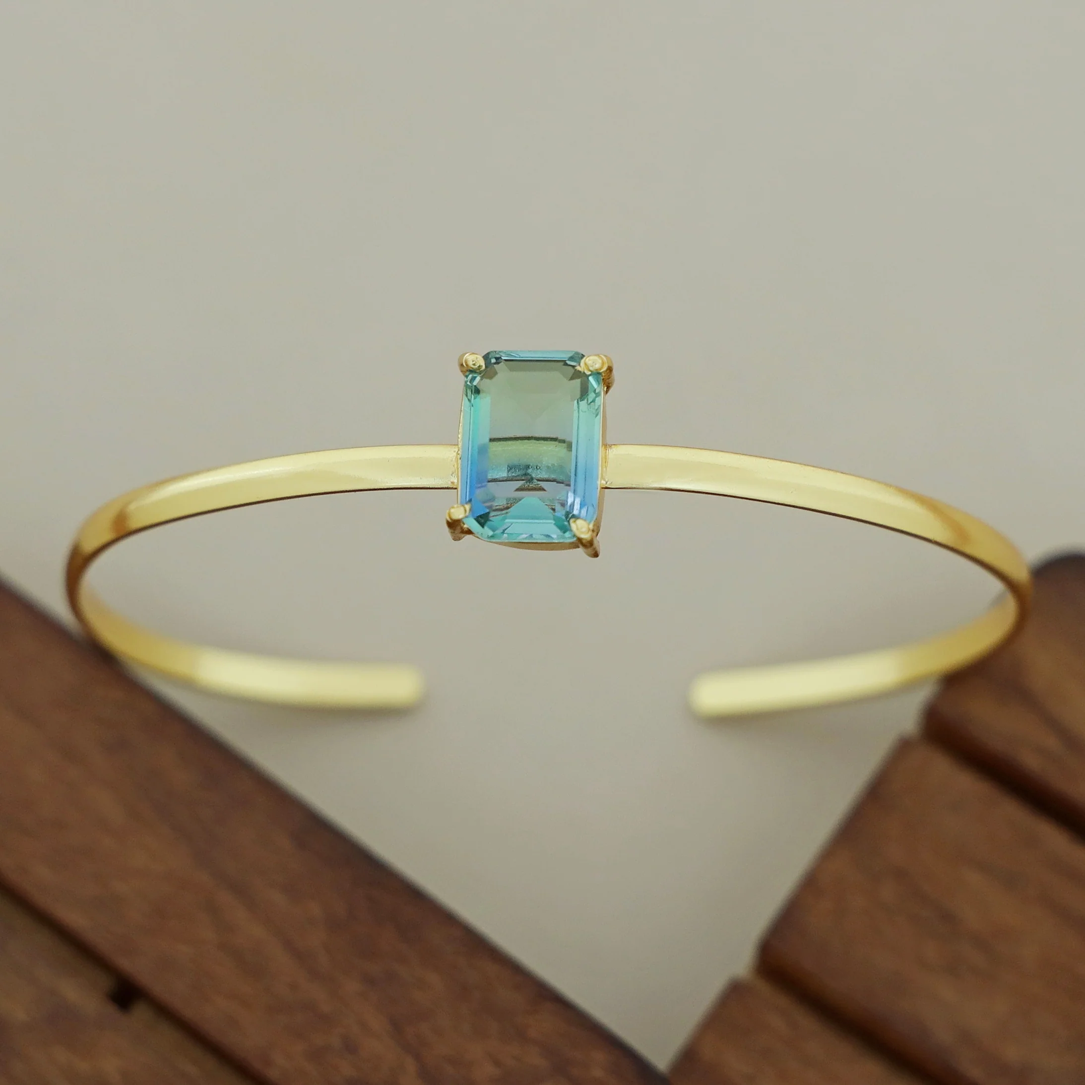 Golden Rectangle Ametrine Glossy Bangle - Image 5