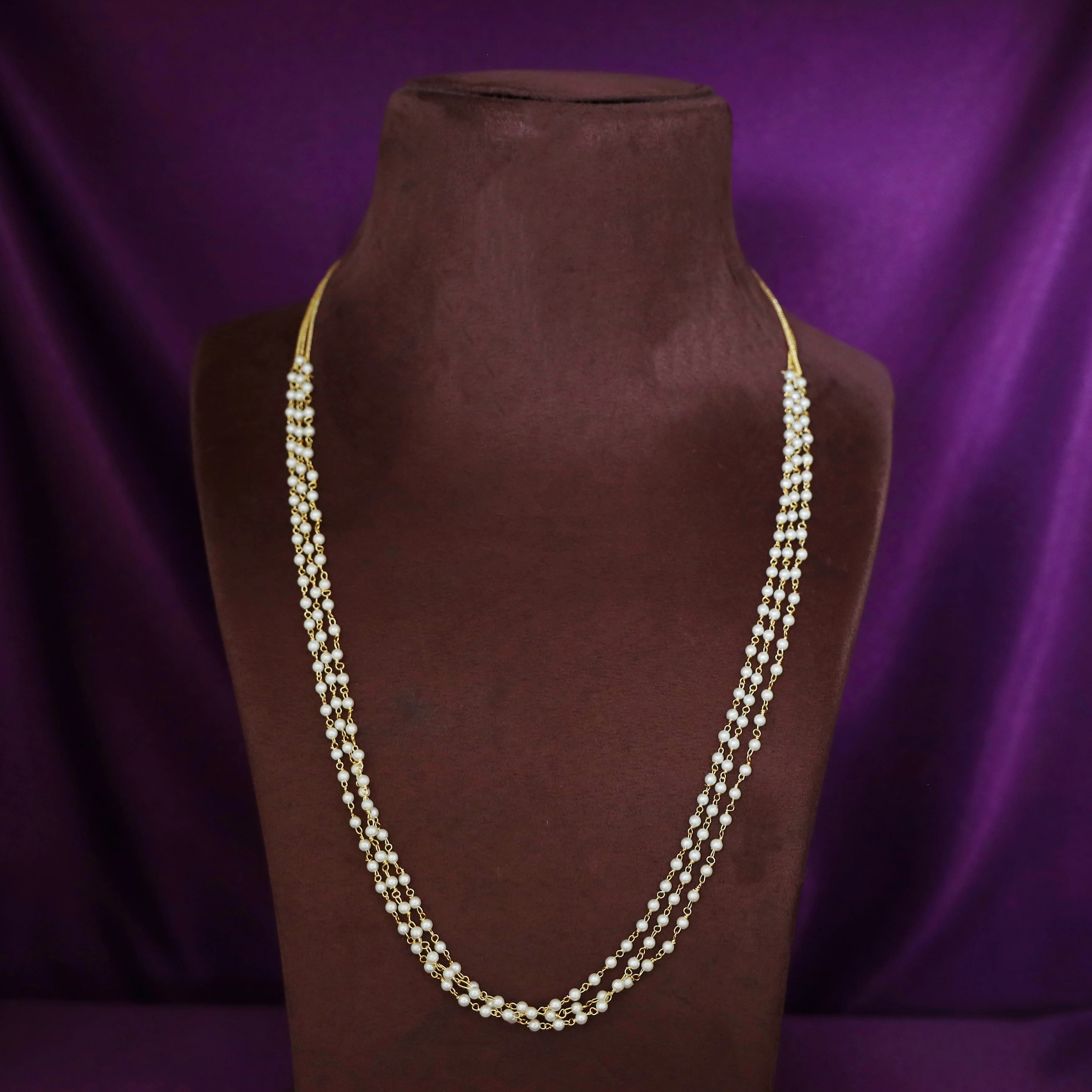 Chainy 3 Layer Carly Pearl Long Neckpiece - Image 2