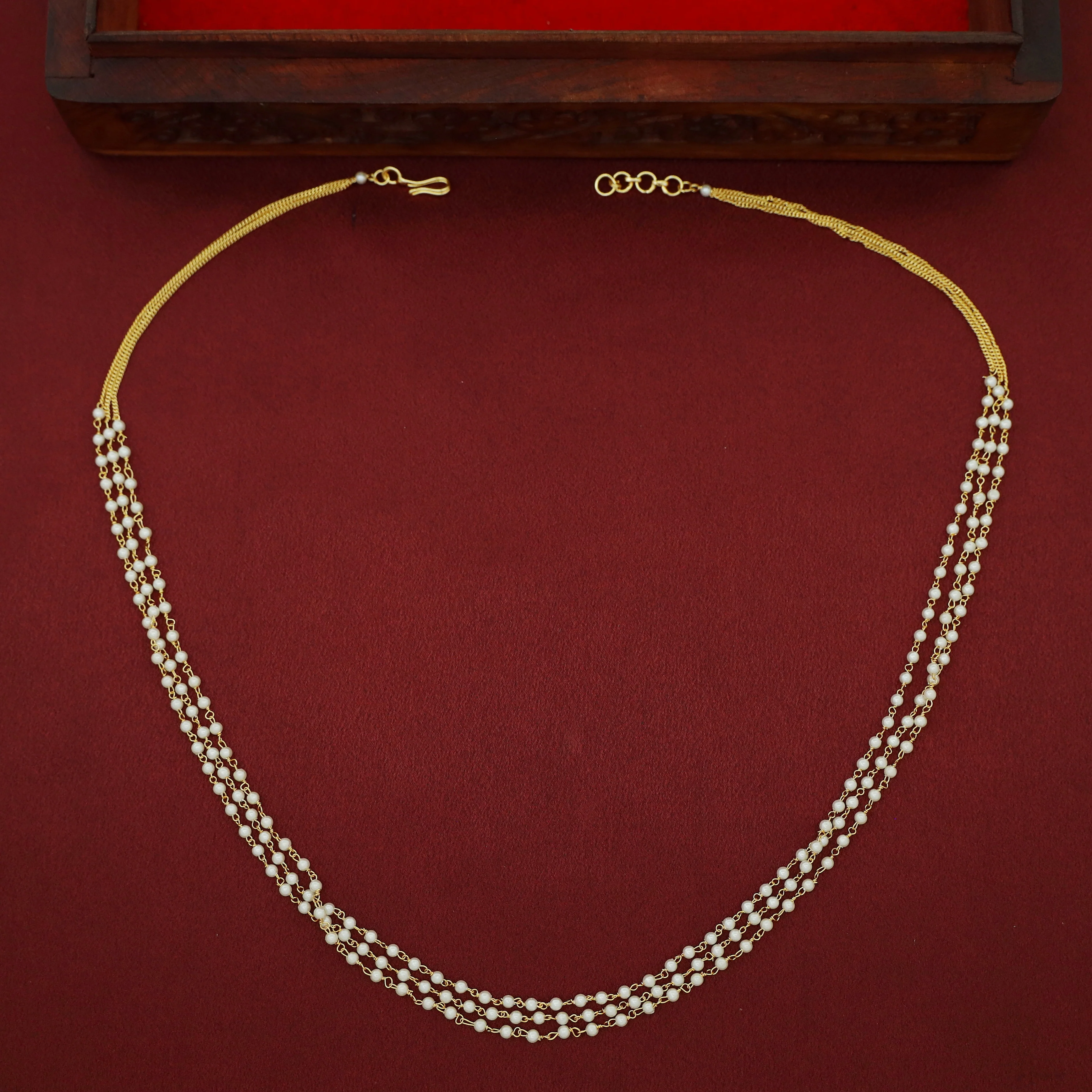 Chainy 3 Layer Carly Pearl Long Neckpiece - Image 4