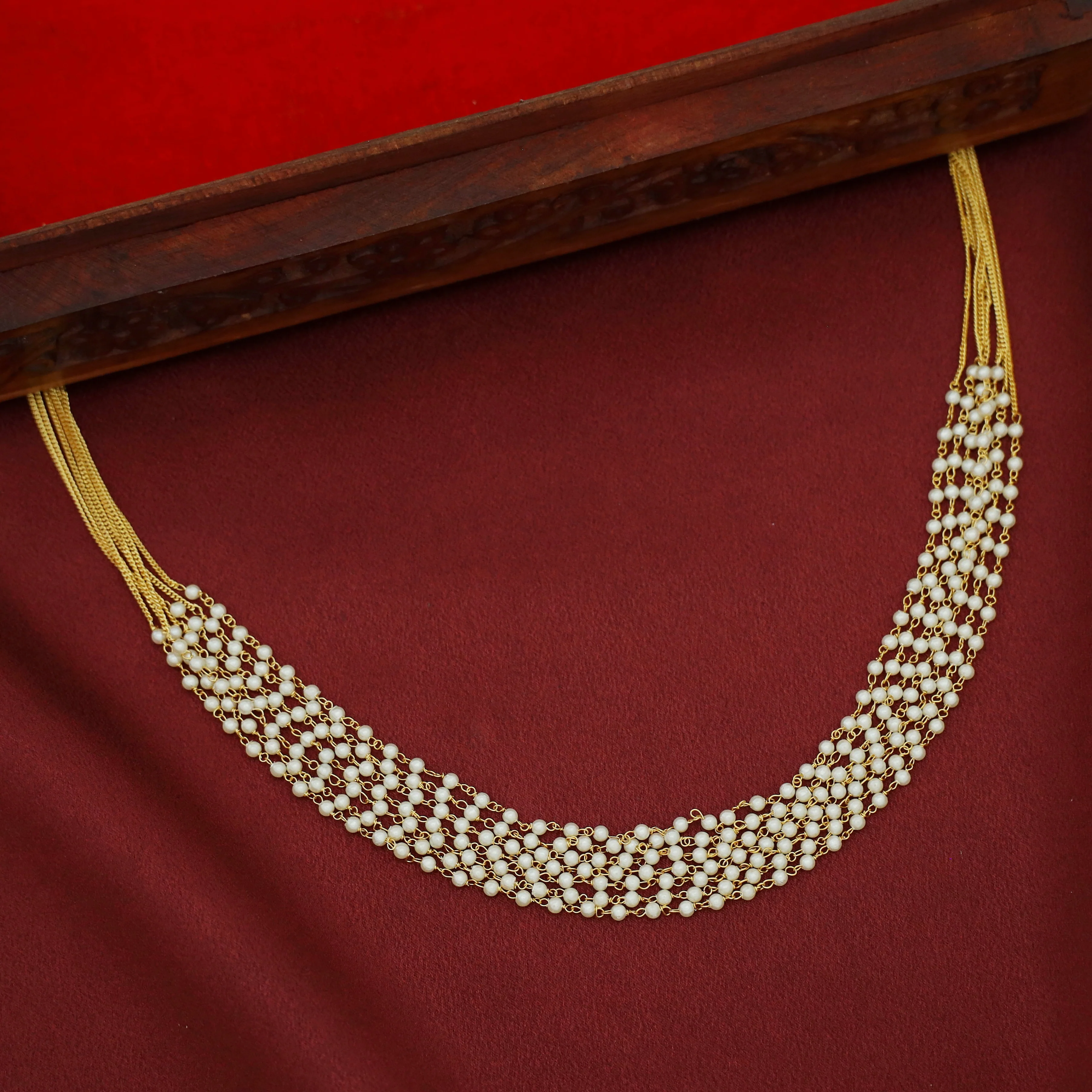 Chainy 7 Layer Carly Pearl Neckpiece - Image 3