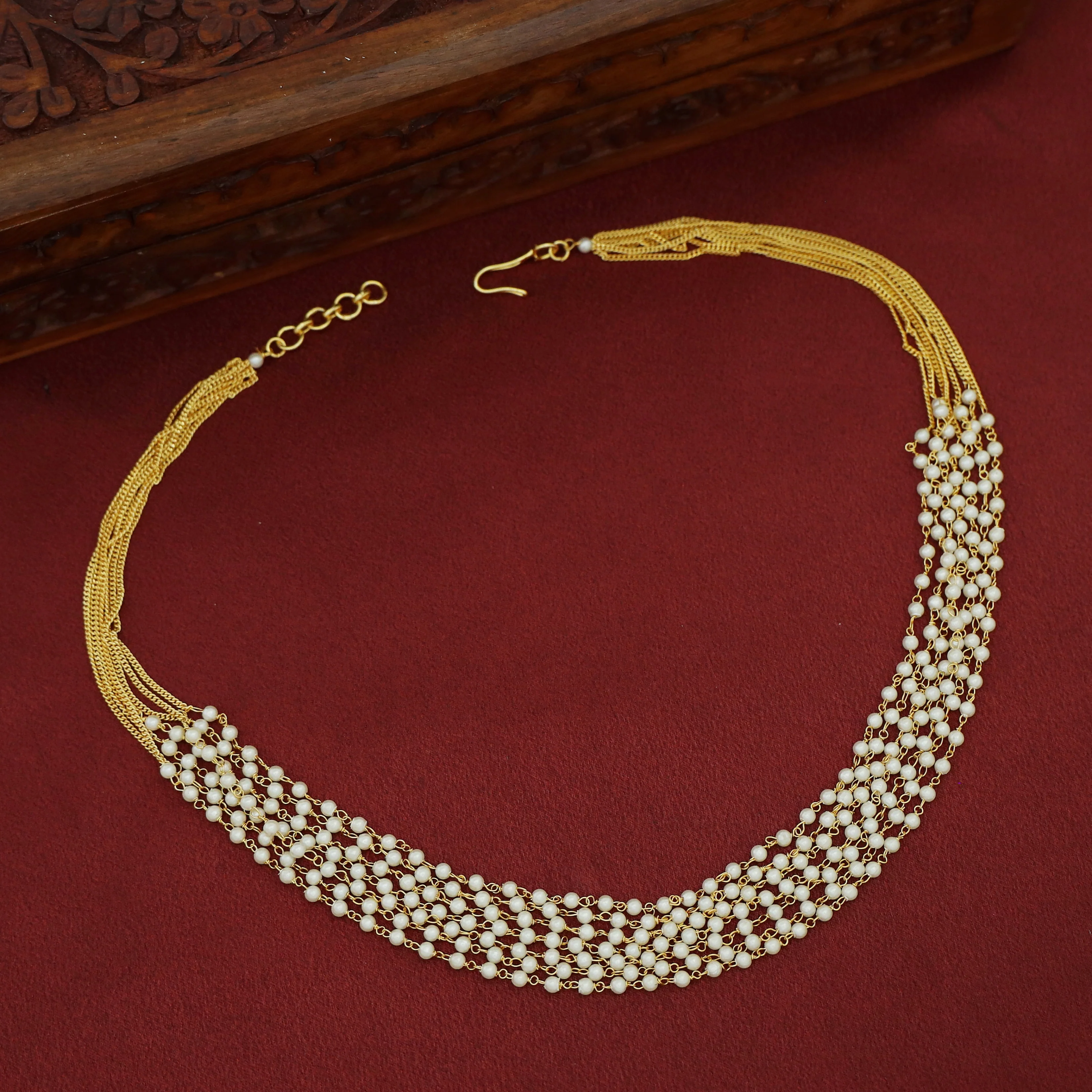 Chainy 7 Layer Carly Pearl Neckpiece - Image 4
