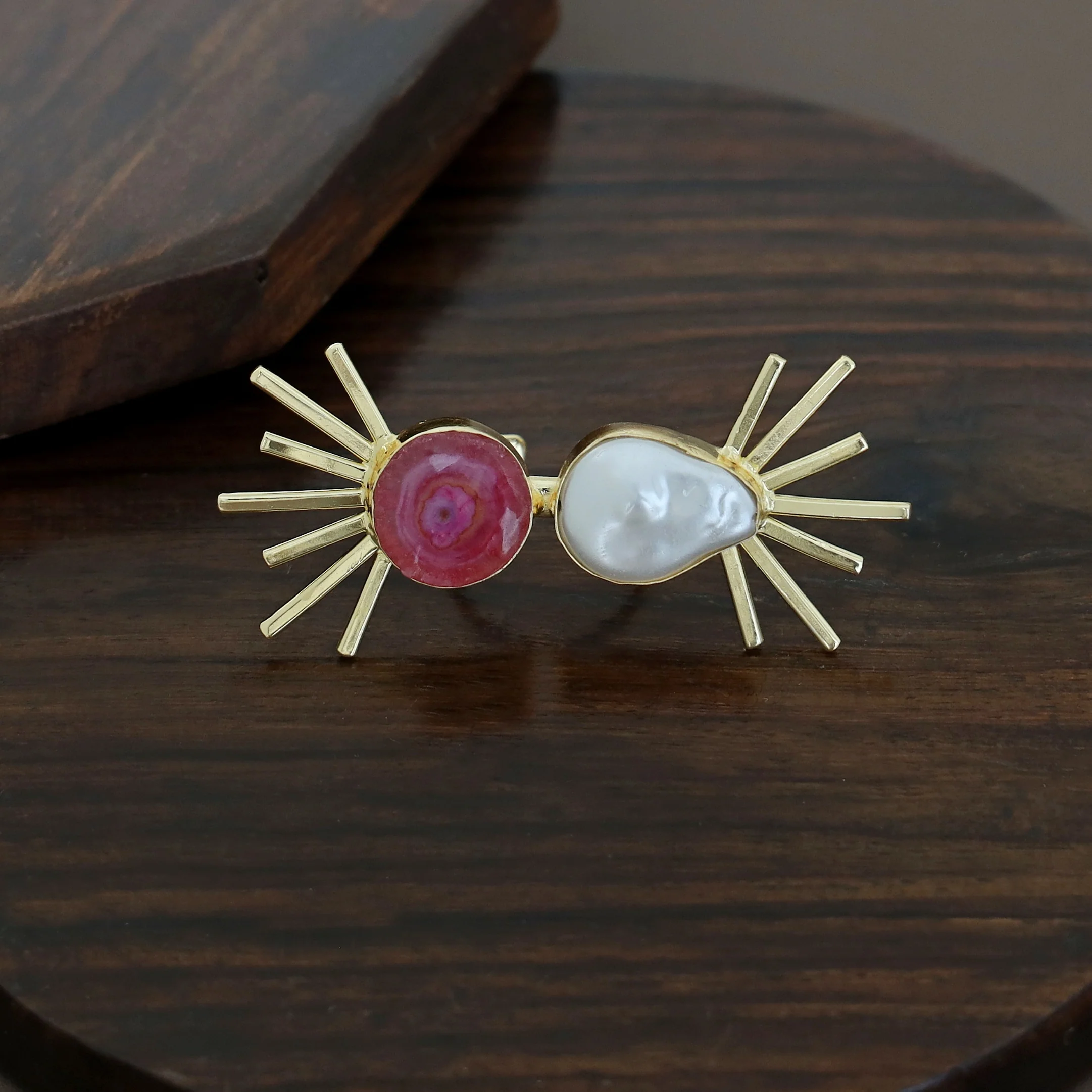 Chidiya Semi Sun Agate + Baroque Ring - Image 10