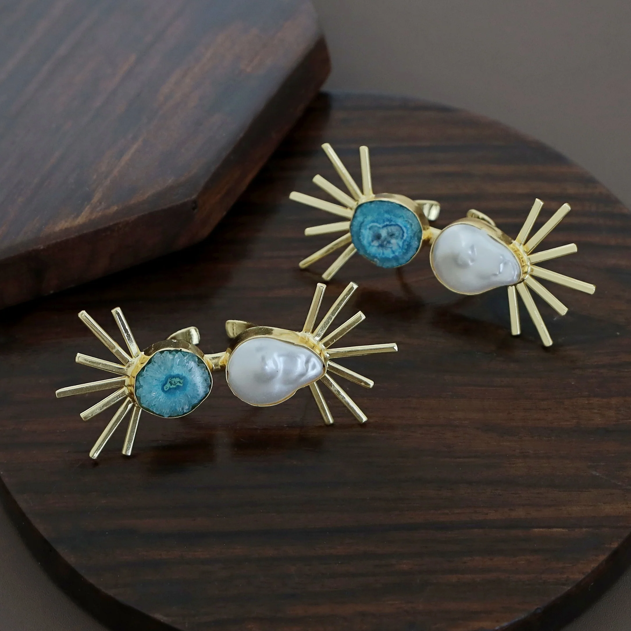 Chidiya Semi Sun Agate + Baroque Ring - Image 11