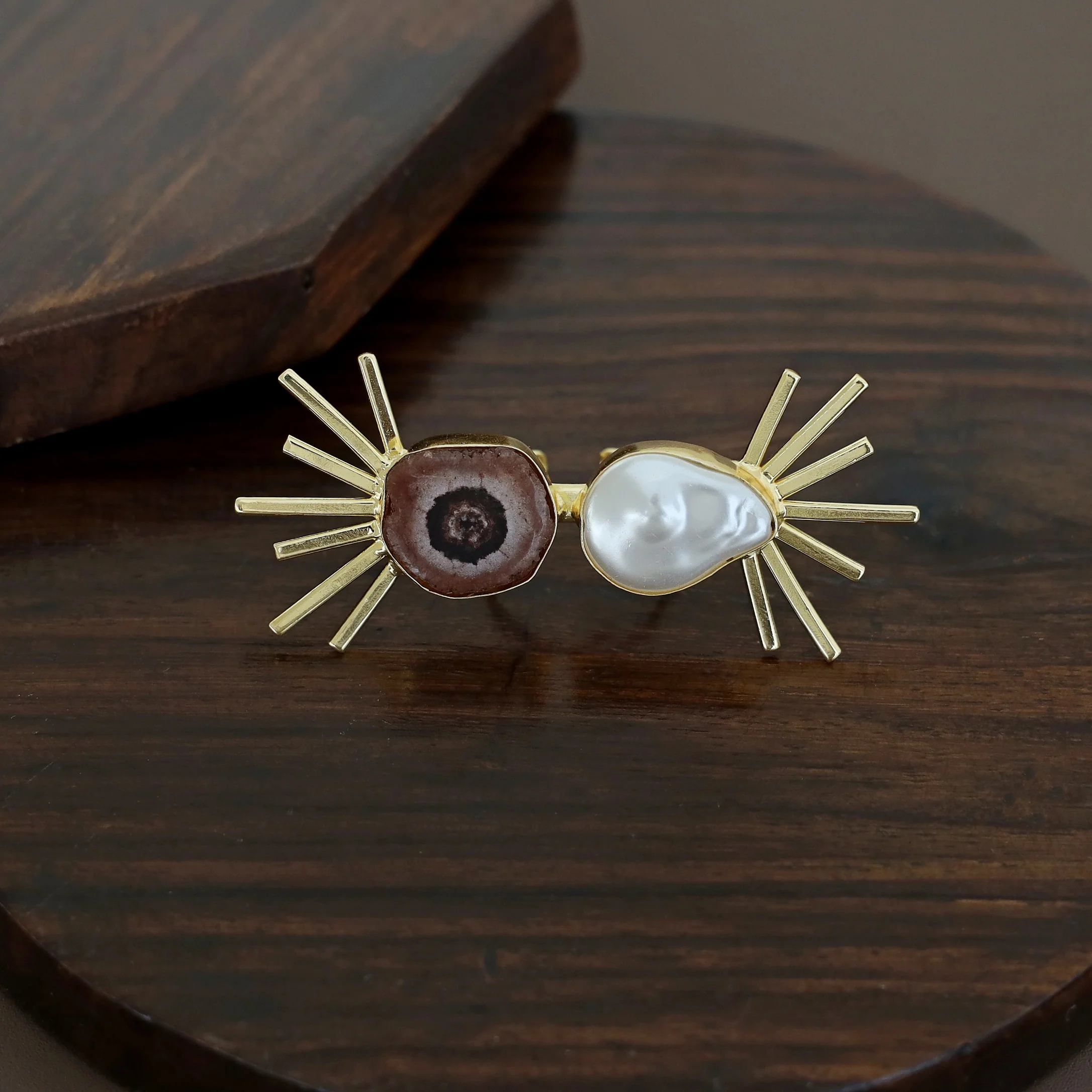 Chidiya Semi Sun Agate + Baroque Ring - Image 12