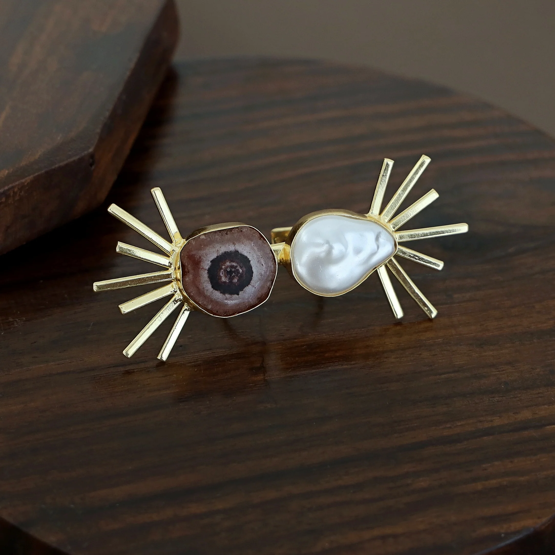 Chidiya Semi Sun Agate + Baroque Ring - Image 13