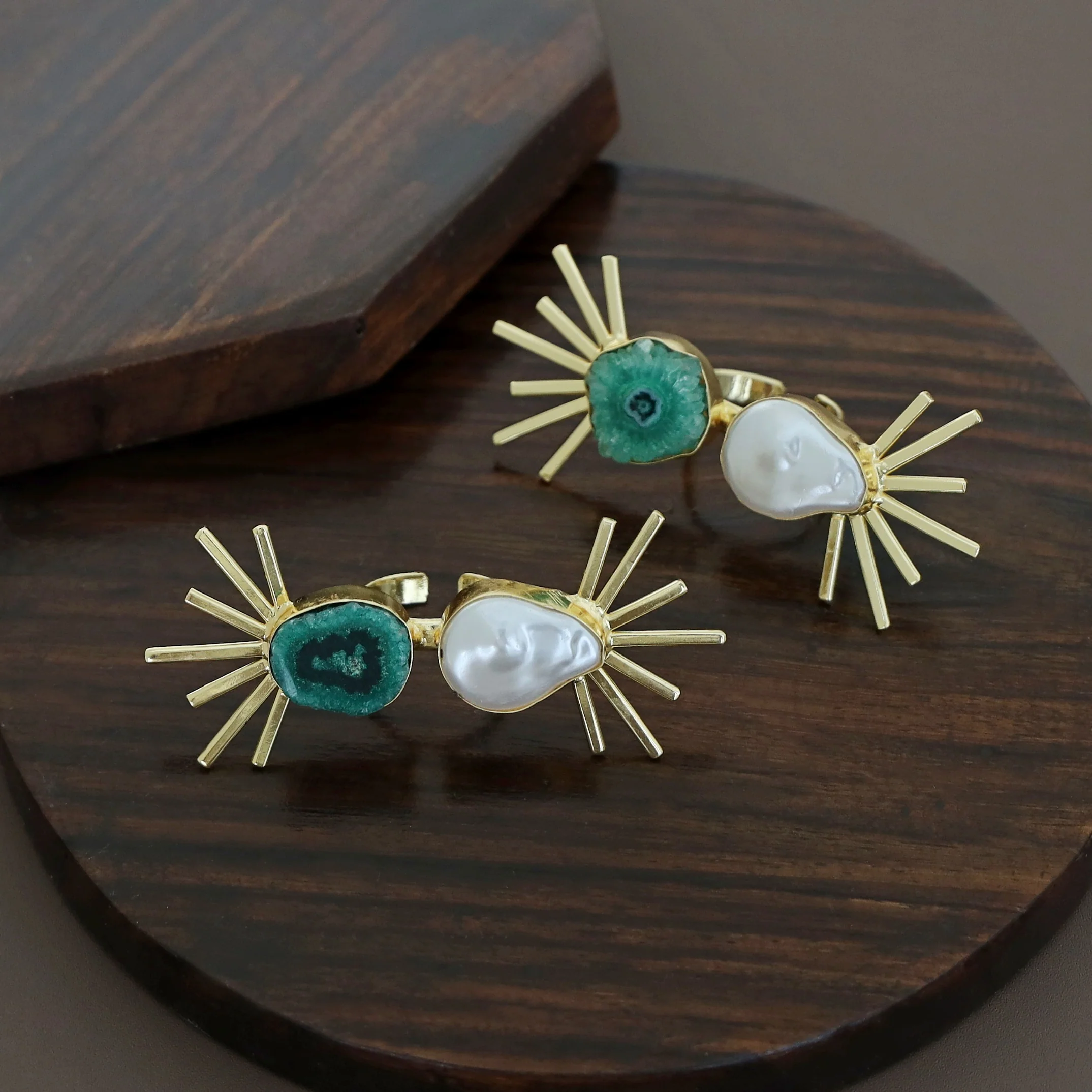 Chidiya Semi Sun Agate + Baroque Ring - Image 7