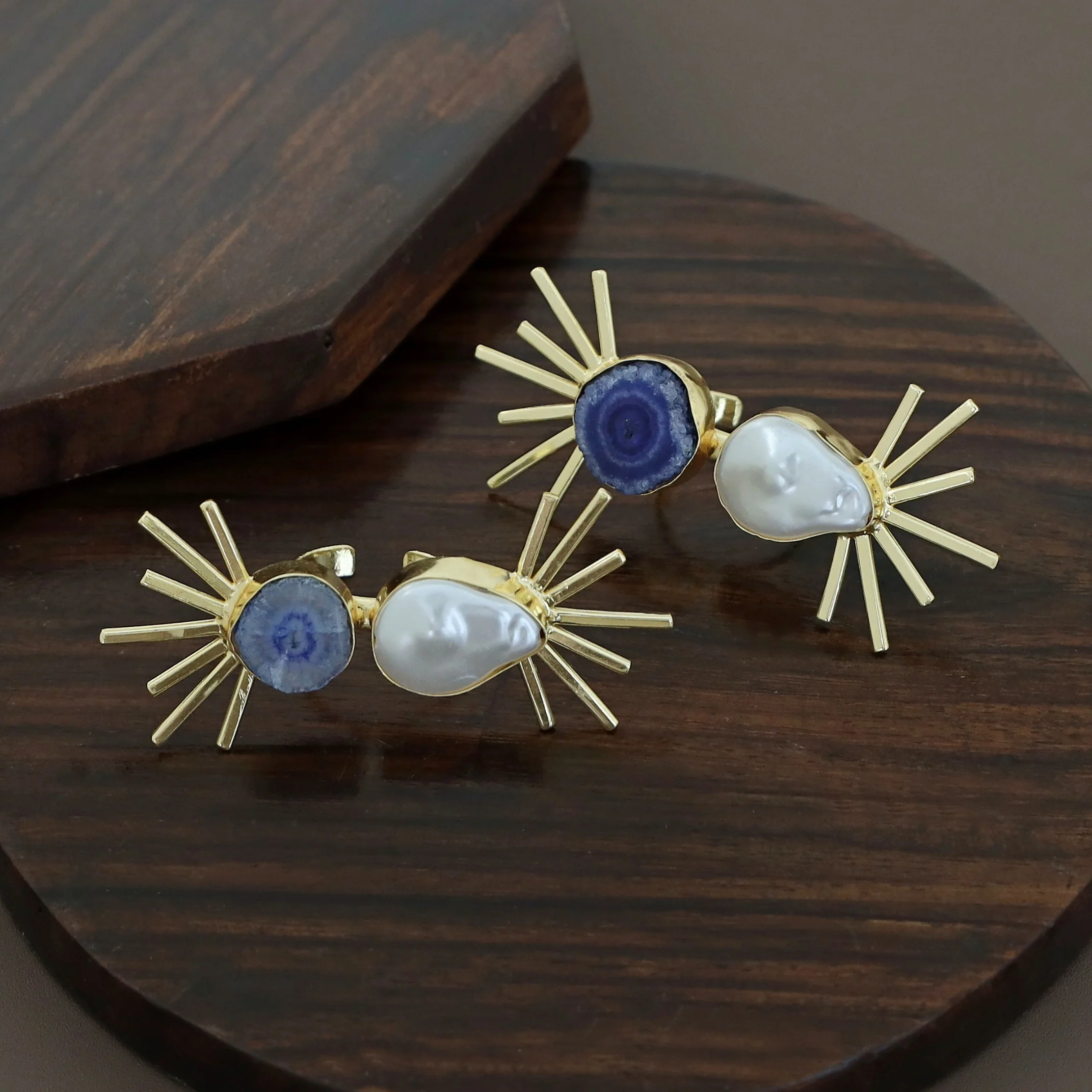 Chidiya Semi Sun Agate + Baroque Ring - Image 9