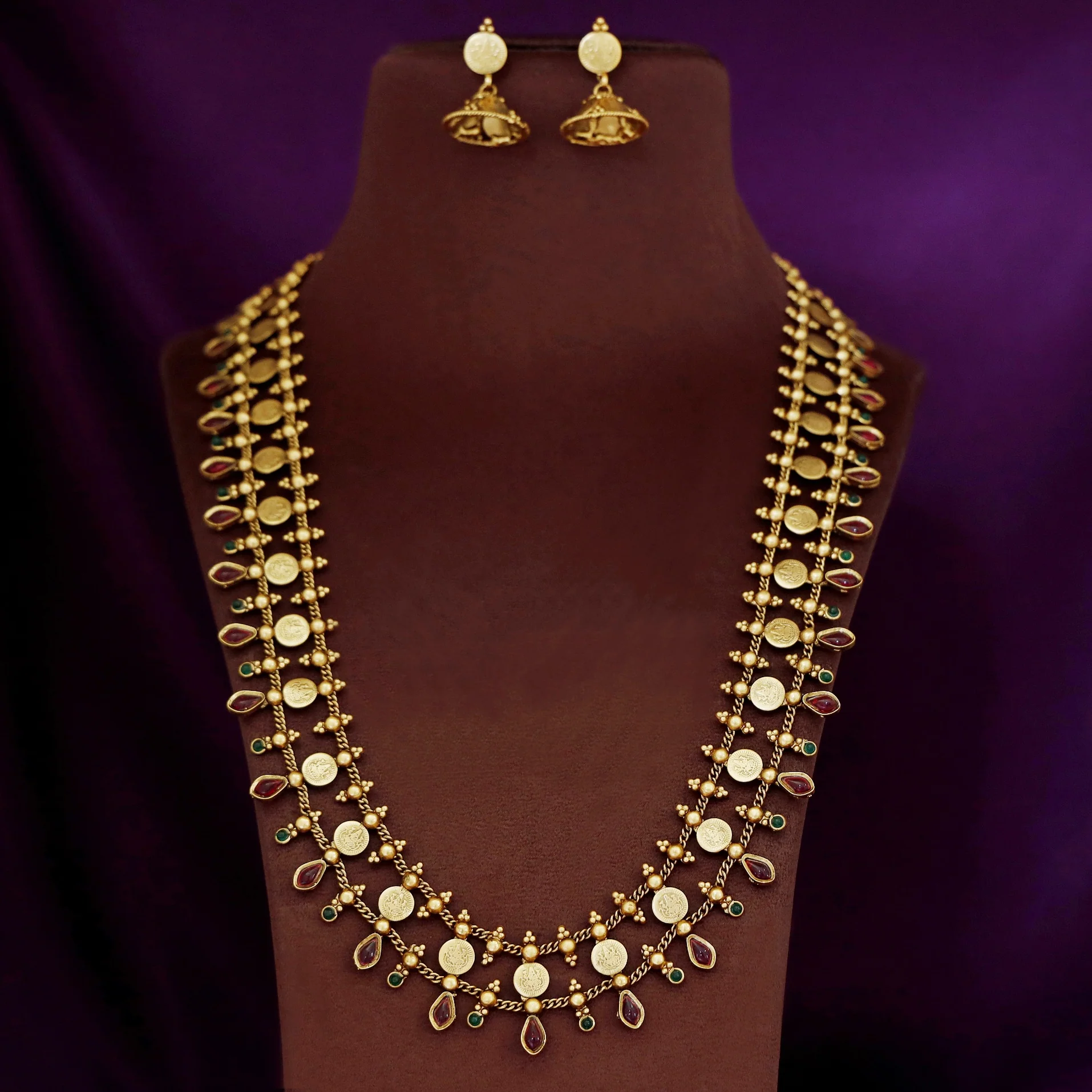 Chitrani Kashi 2 Layer Long Neckpiece With Earring - Image 2