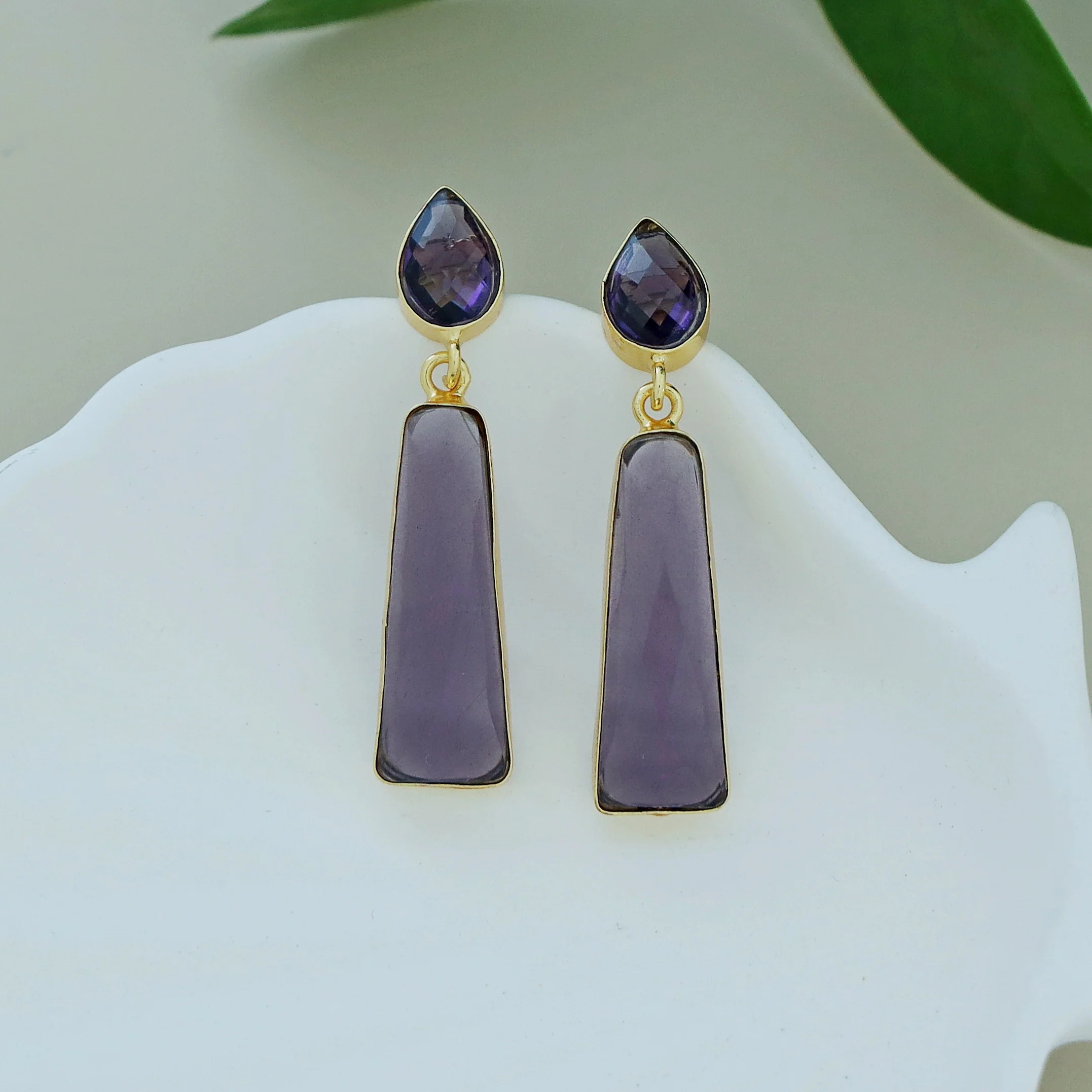 Chris Glossy Stone Drop Earring - Image 3