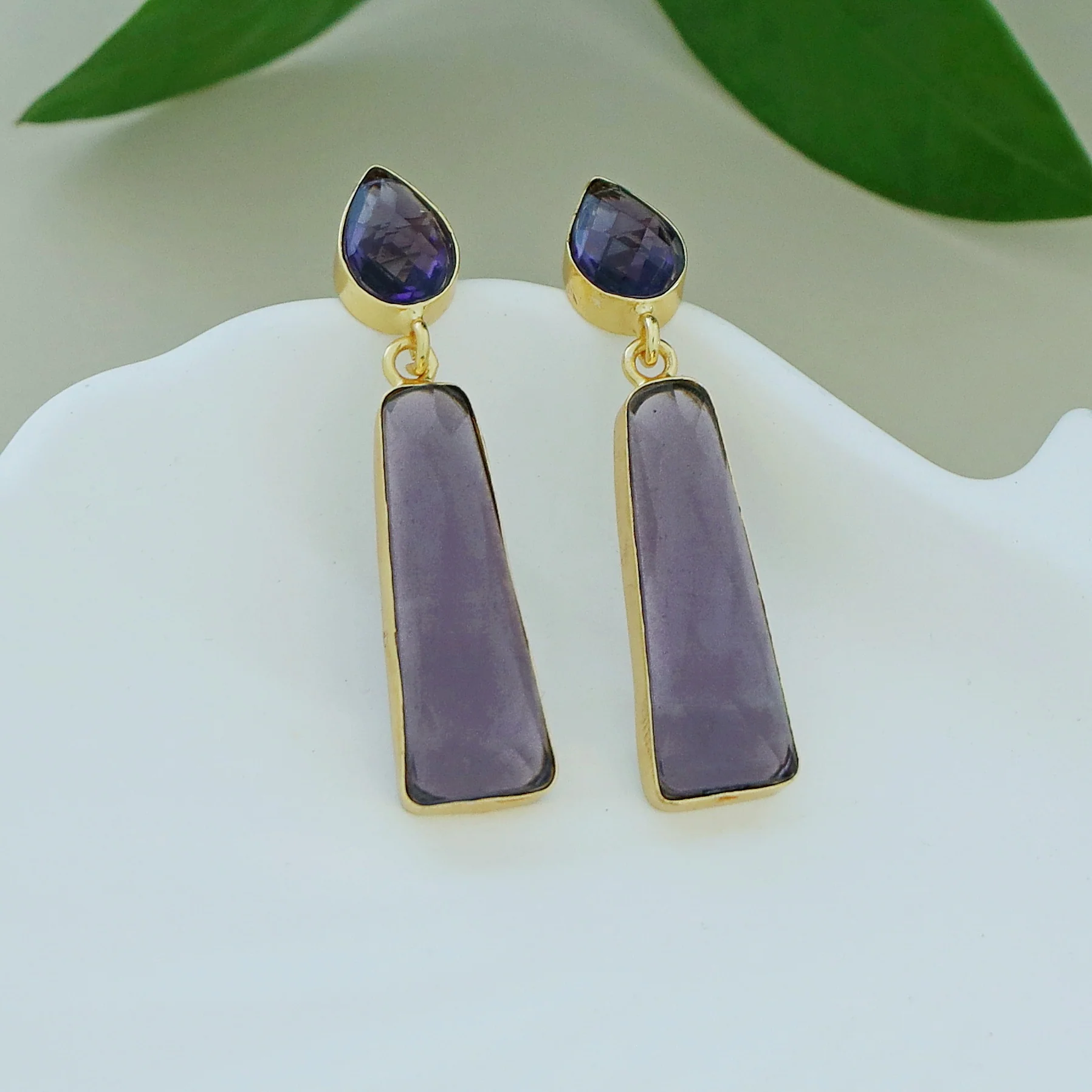 Chris Glossy Stone Drop Earring - Image 4