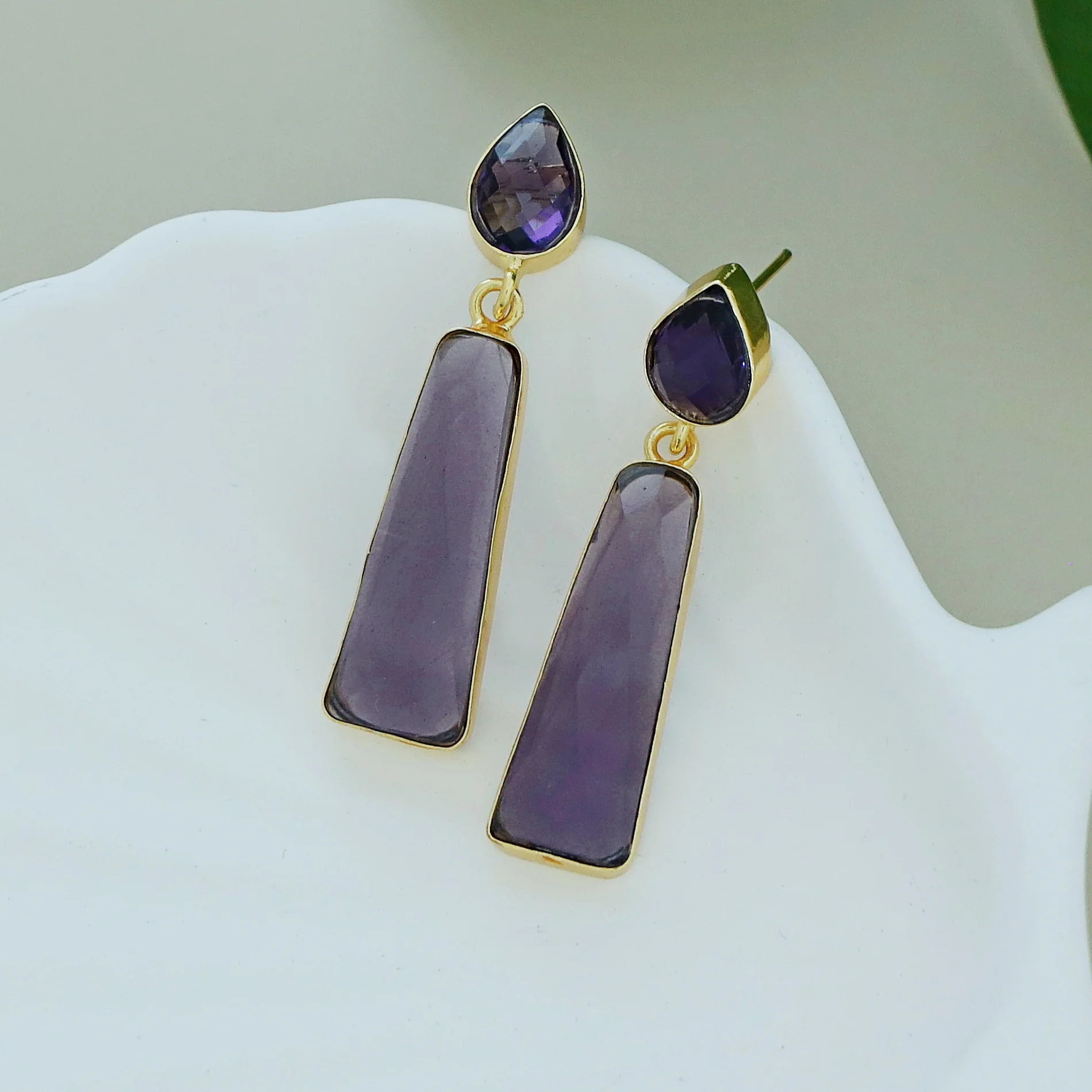 Chris Glossy Stone Drop Earring - Image 5