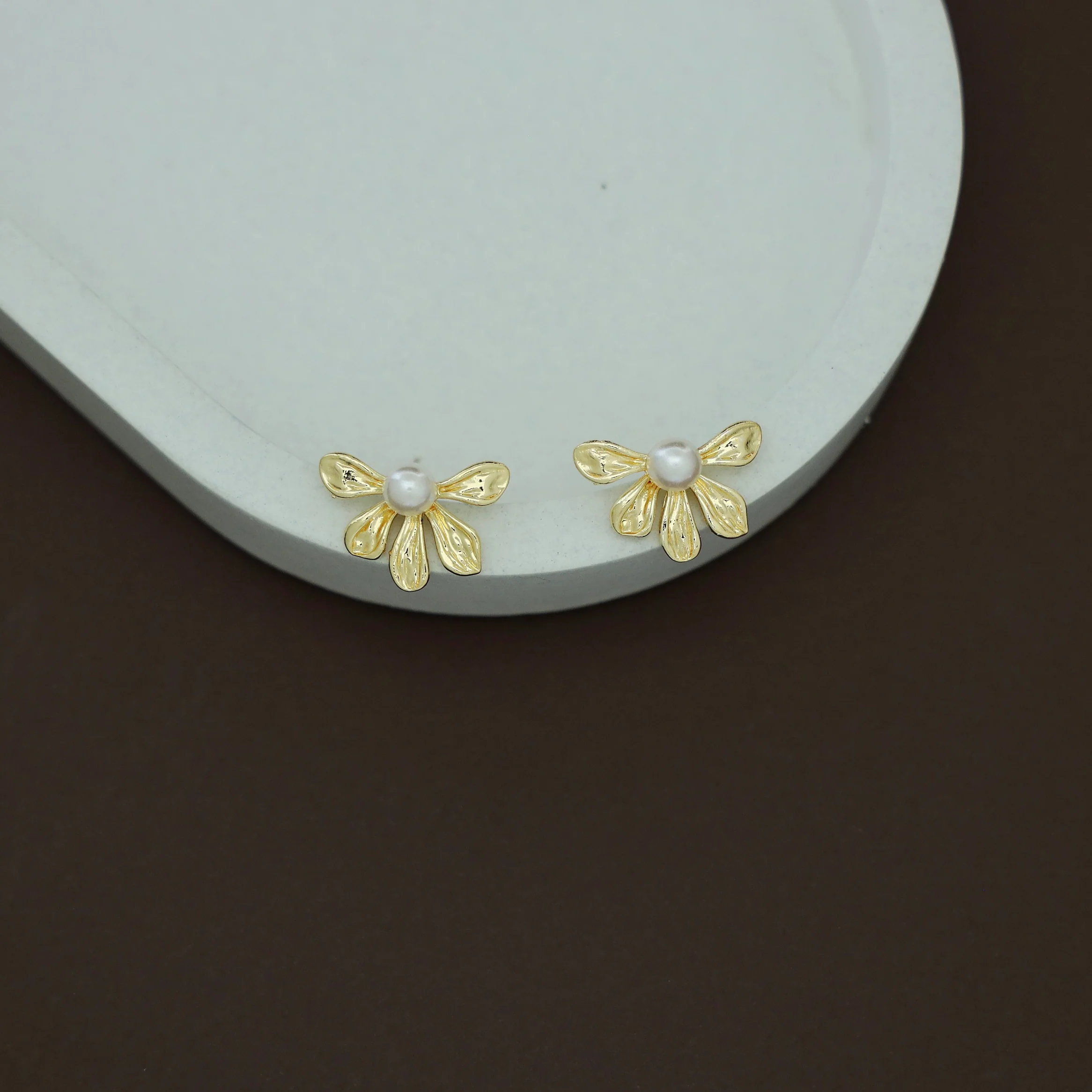 Bonnie Golden Half Flower Stud - Image 2