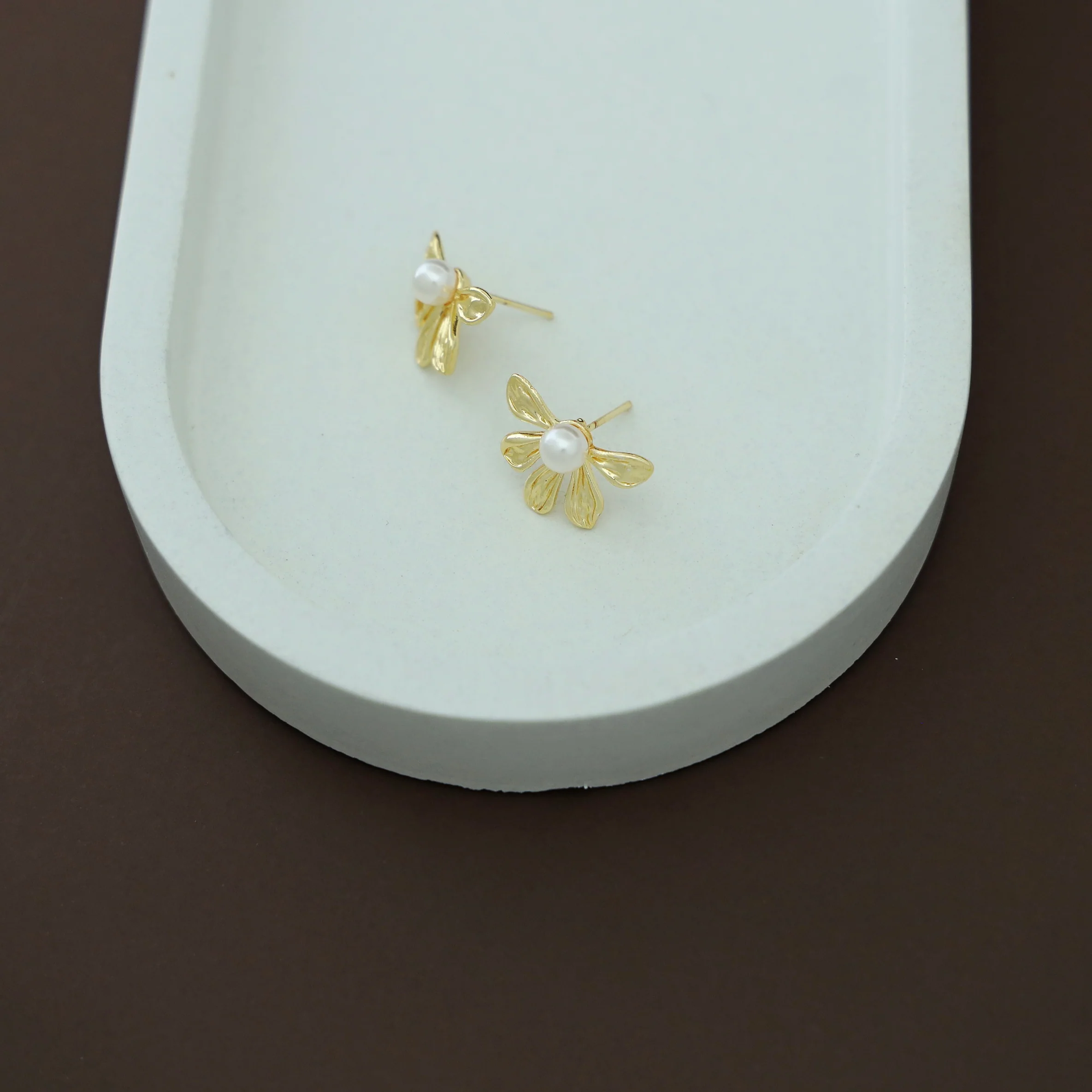 Bonnie Golden Half Flower Stud - Image 3
