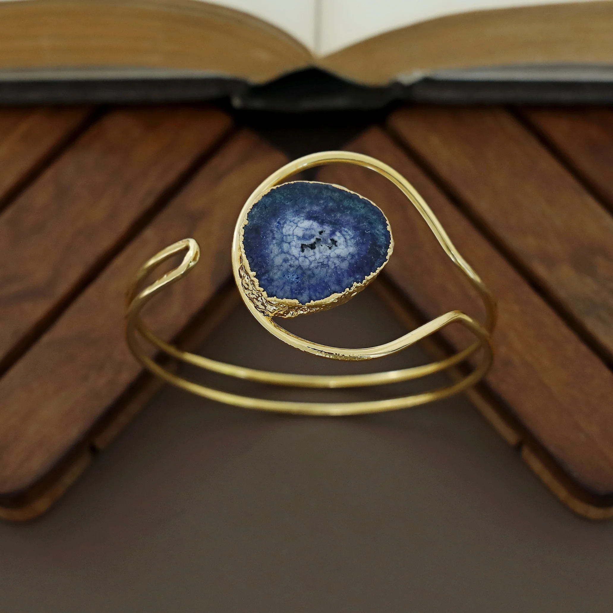 Clarita Electro Plated Agate Stone Bangle - Image 11