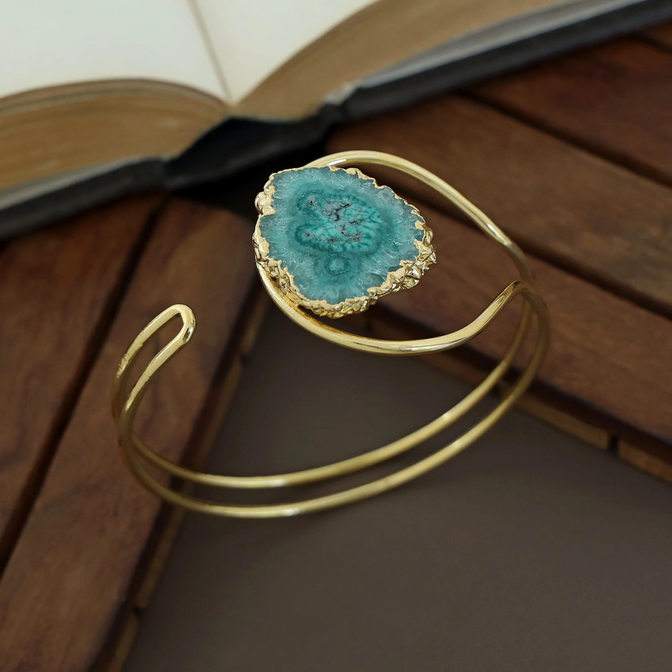 Clarita Electro Plated Agate Stone Bangle - Image 13