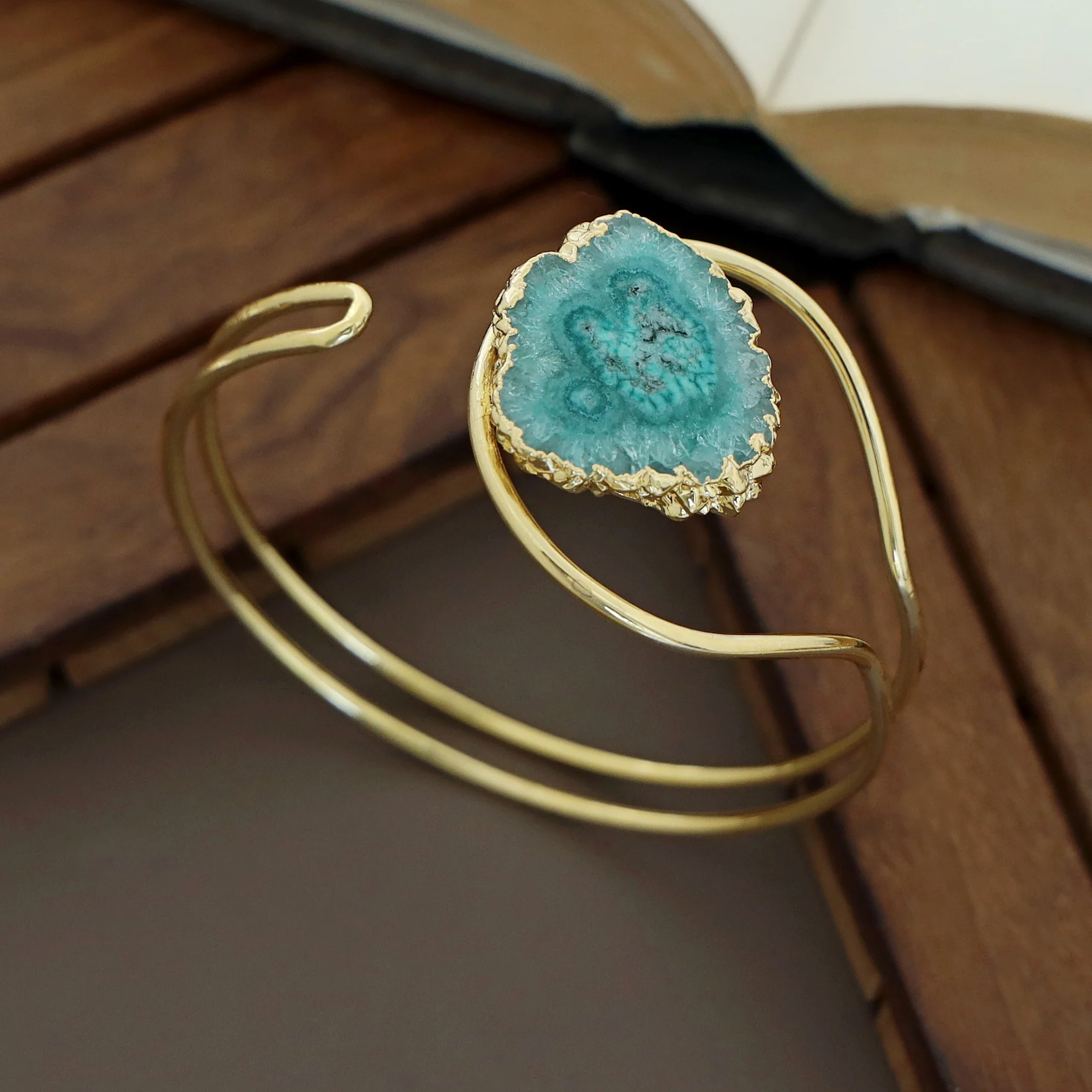 Clarita Electro Plated Agate Stone Bangle - Image 14
