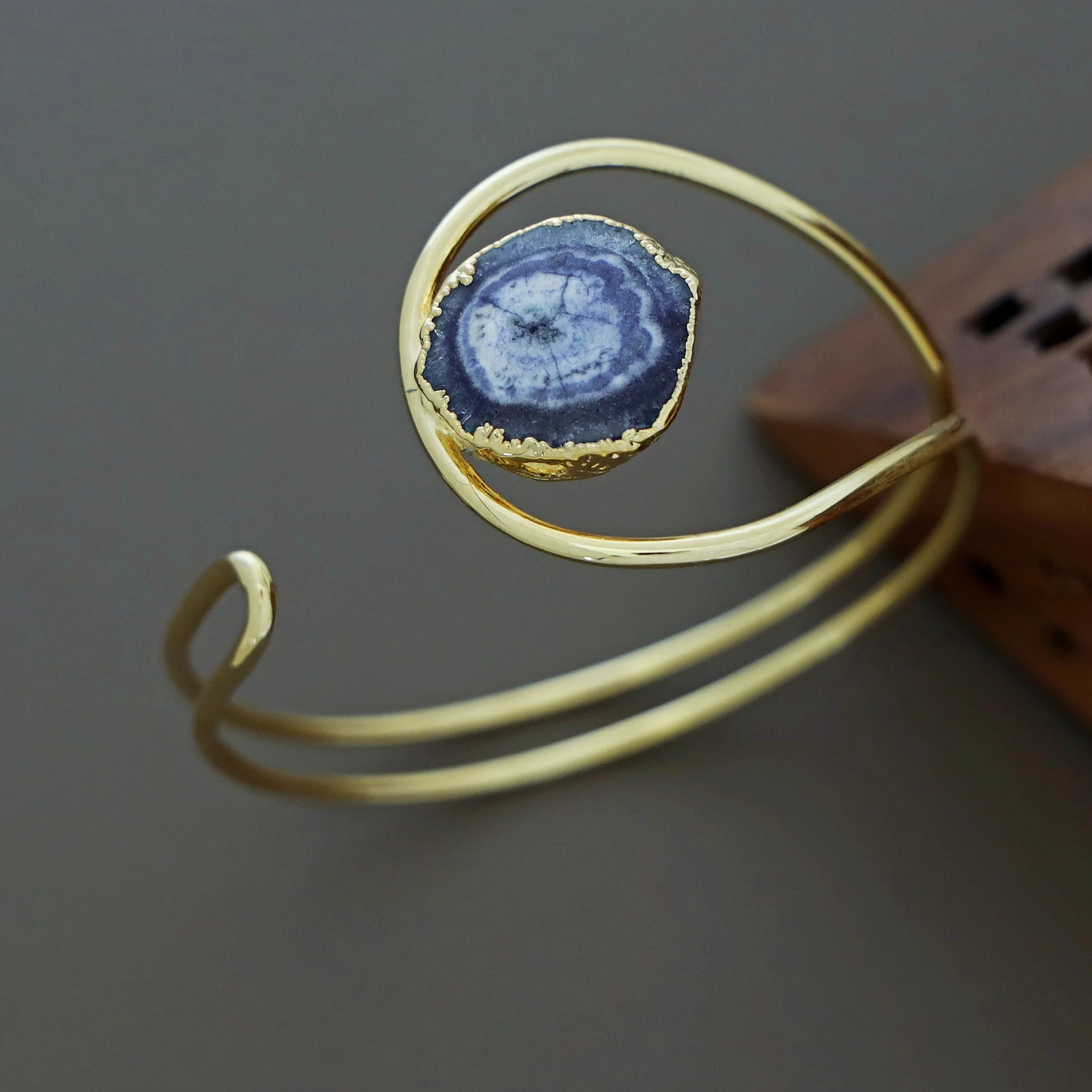 Clarita Electro Plated Agate Stone Bangle - Image 16