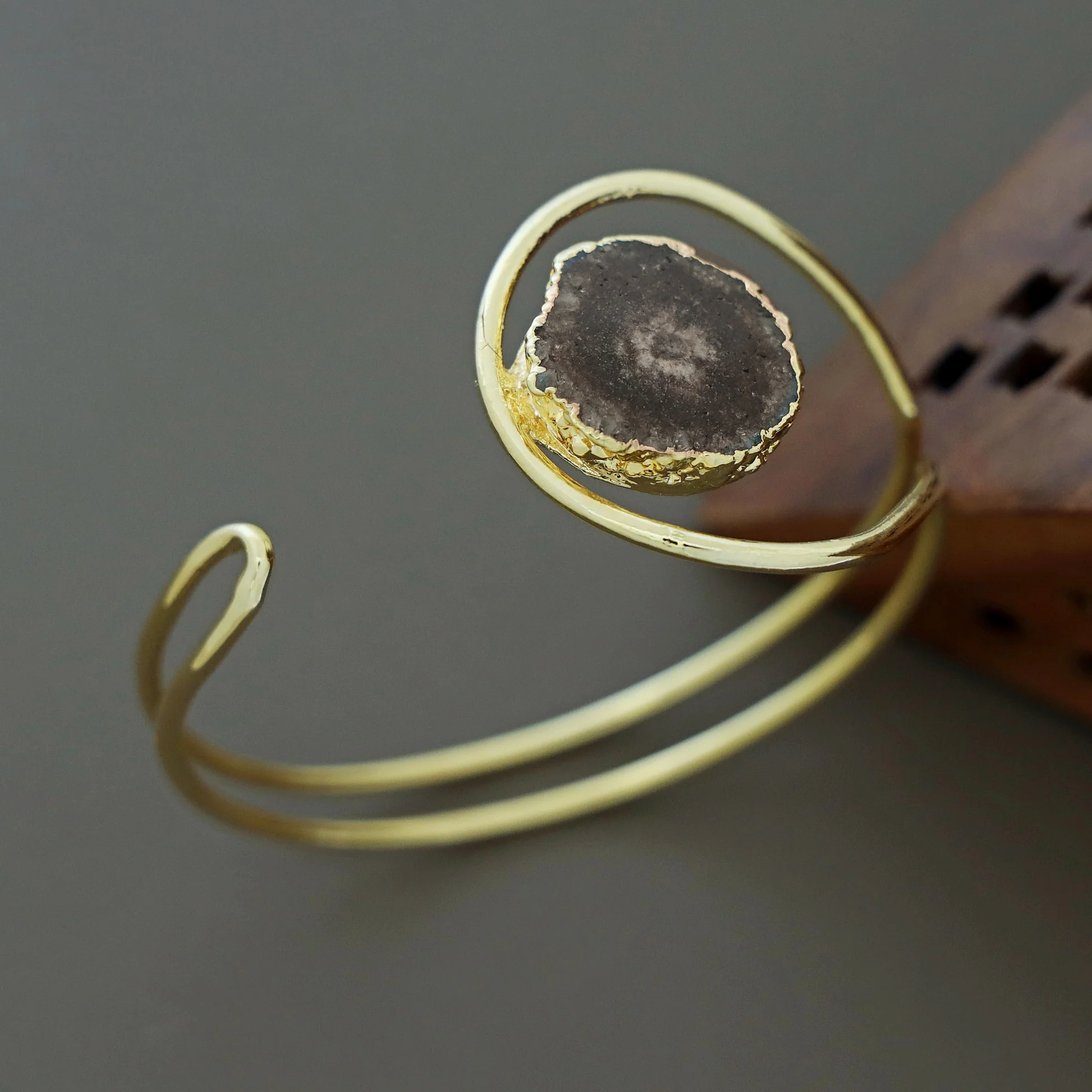Clarita Electro Plated Agate Stone Bangle - Image 17