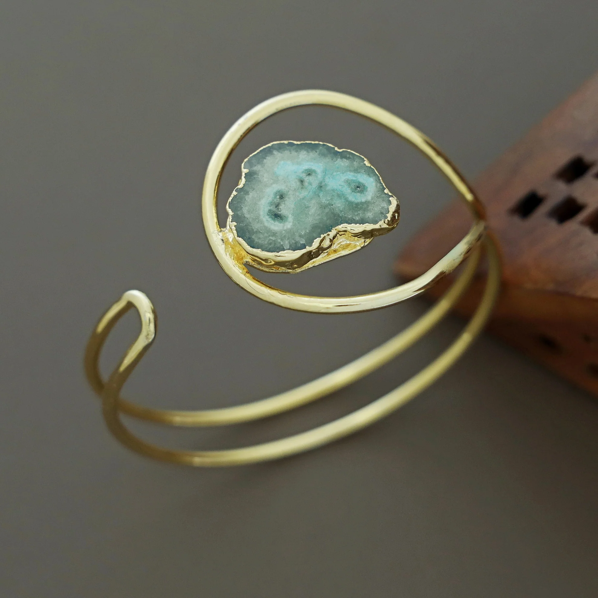 Clarita Electro Plated Agate Stone Bangle - Image 19